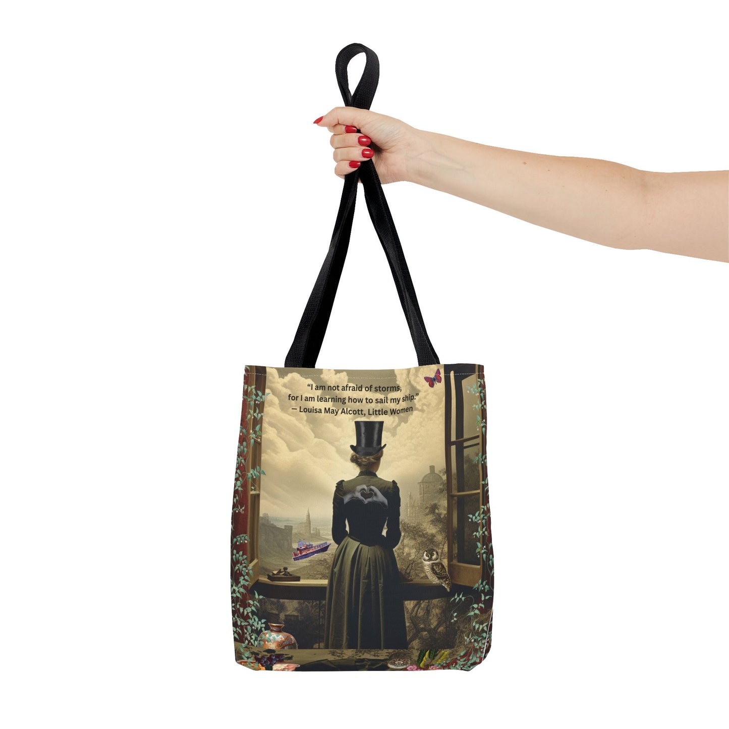 Louisa May Alcott Quote Tote Bag – “I am not afraid of storms, for I am learning how to sail my ship.”