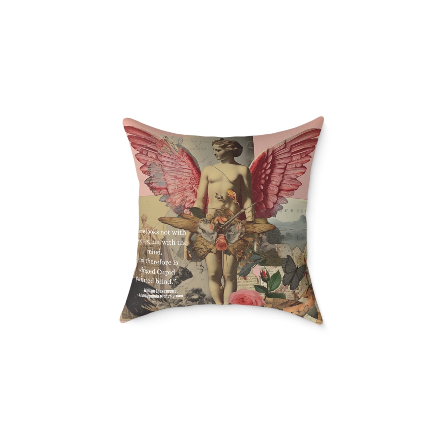 "Love Looks Not with the Eyes" Shakespearean Wisdom- Cupid Cushion
