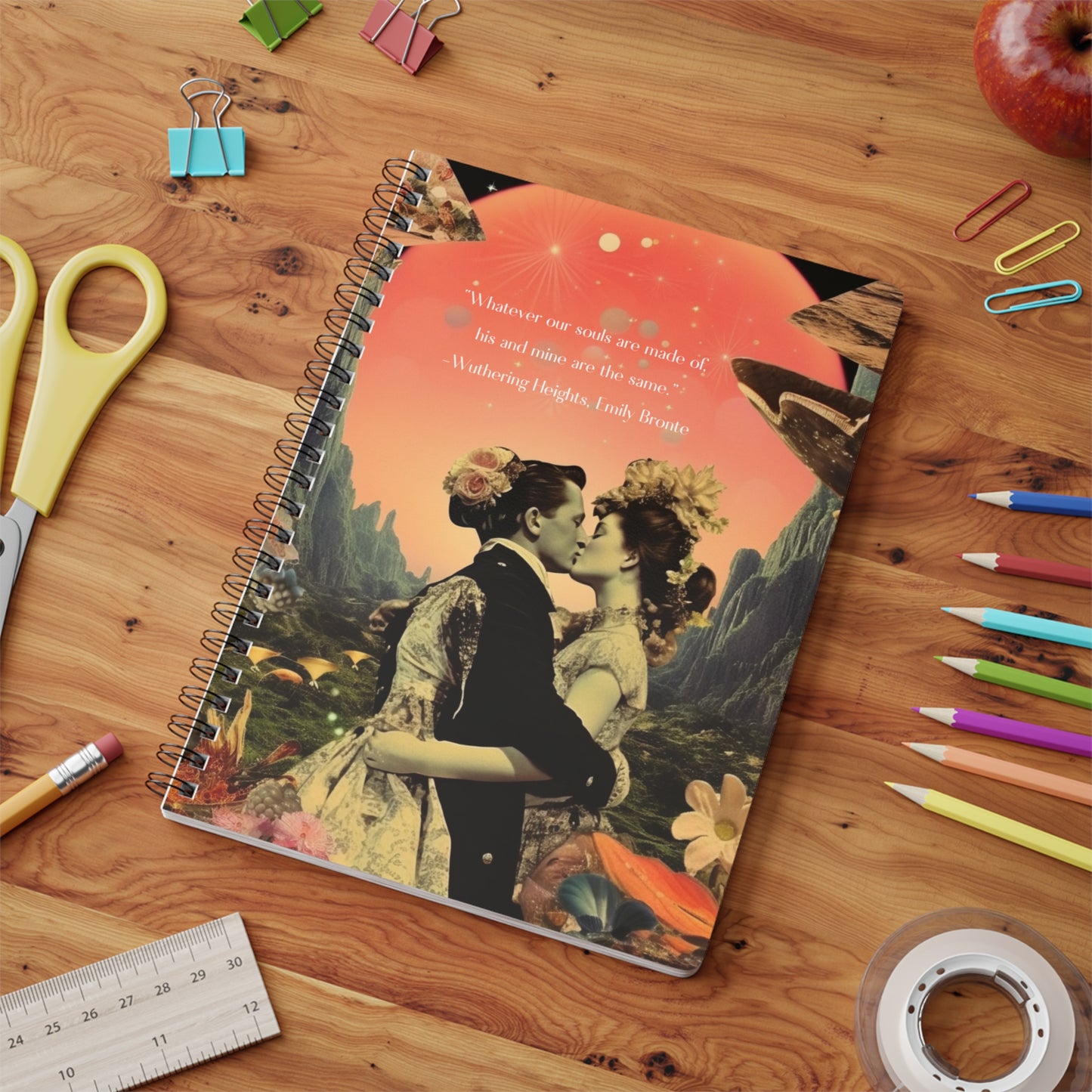 'Whatever our souls' from Wuthering Heights by Emily Bronte, Wirobound Softcover Notebook, A5