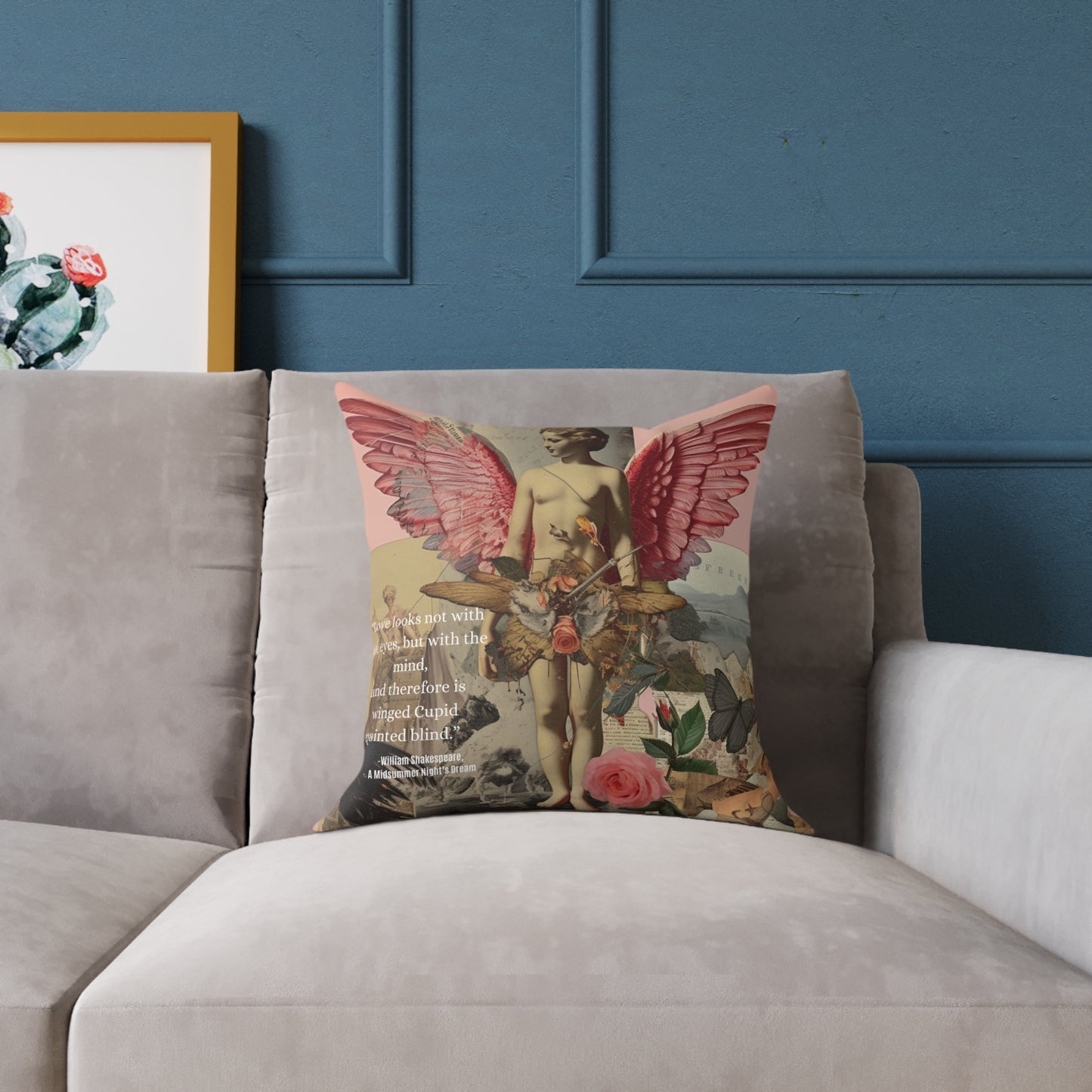 "Love Looks Not with the Eyes" Shakespearean Wisdom- Cupid Cushion
