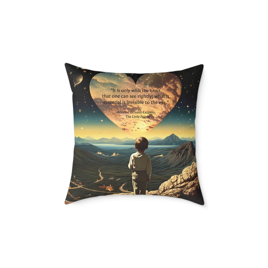 "It is only with the heart" Little Prince quote, cushion
