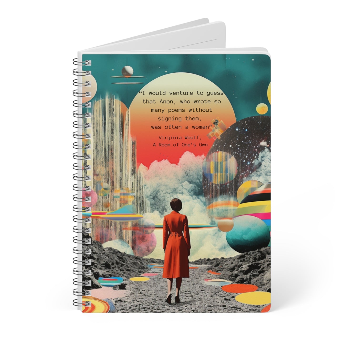 "Anon" Virginia Woolf quote, softcover Notebook, A5