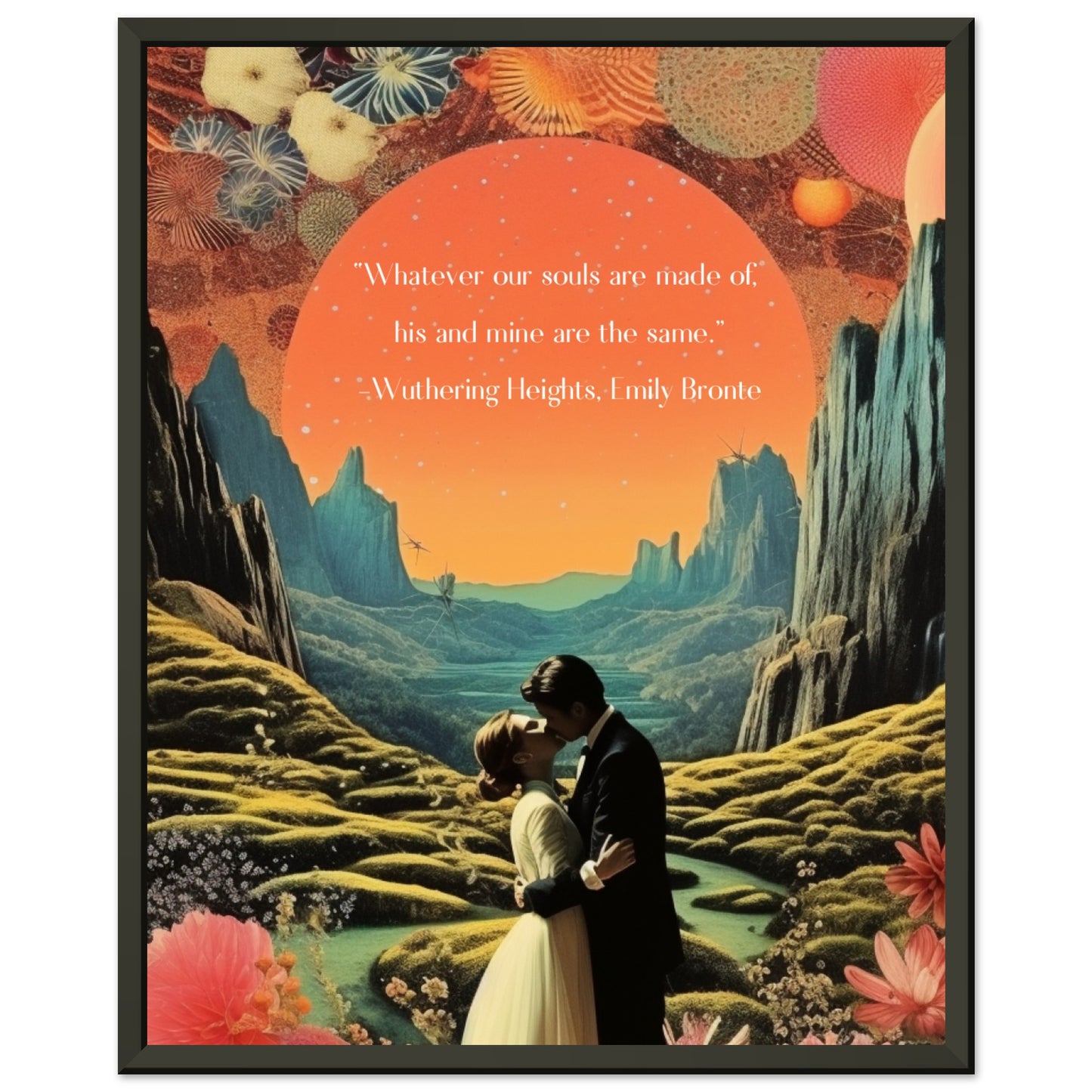 'Whatever our souls", from Wuthering Heights by Emily Bronte quote, Framed Wall Art