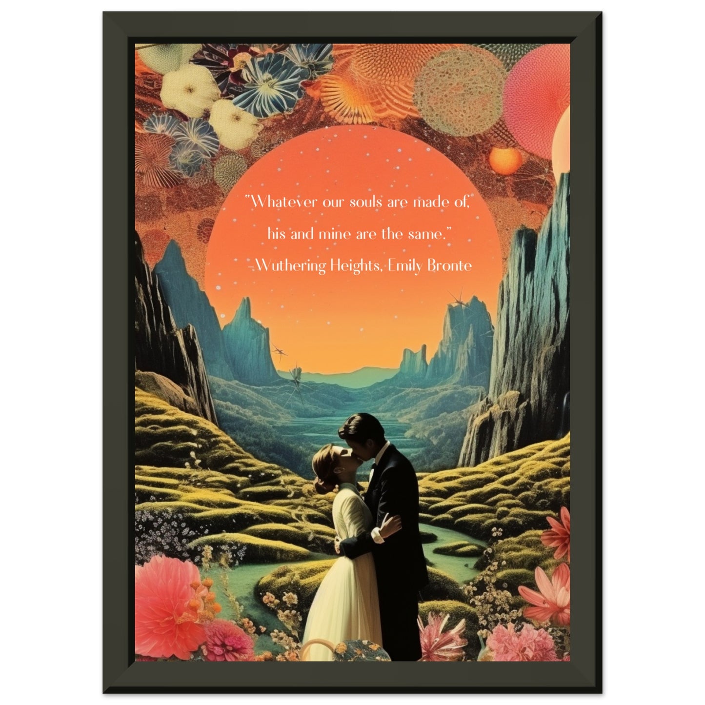 'Whatever our souls", from Wuthering Heights by Emily Bronte quote, Framed Wall Art