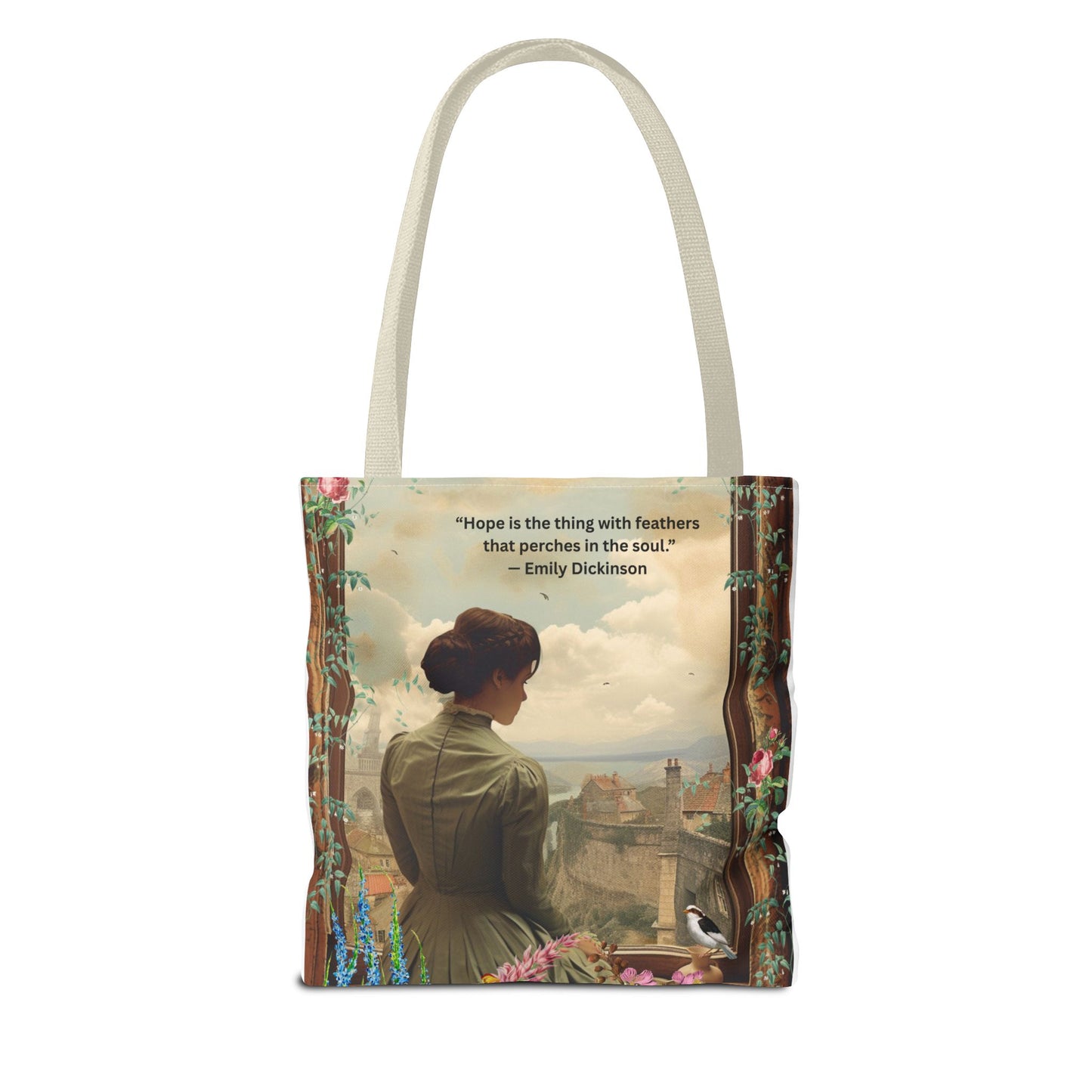 Emily Dickinson Quote Tote Bag – “Hope is the thing with feathers.”