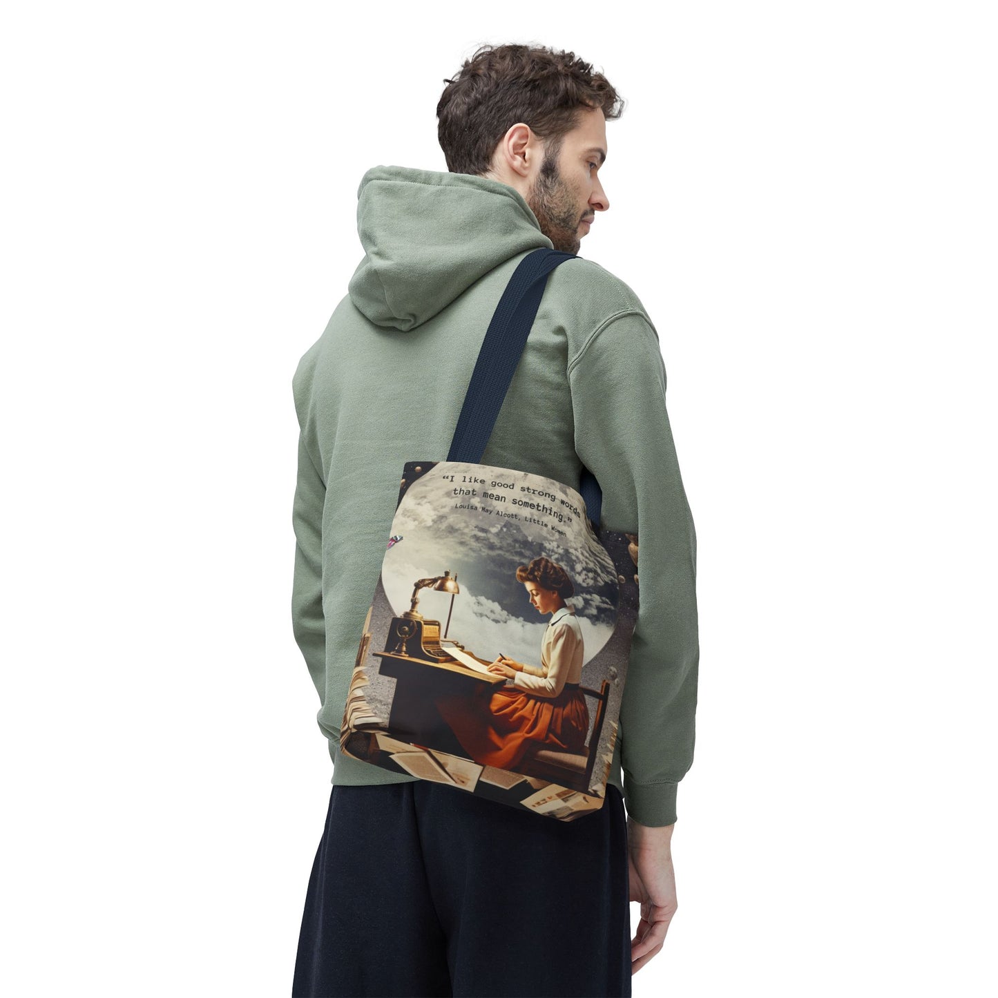 Louisa May Alcott Quote Tote Bag – “I like good strong words that mean something.”