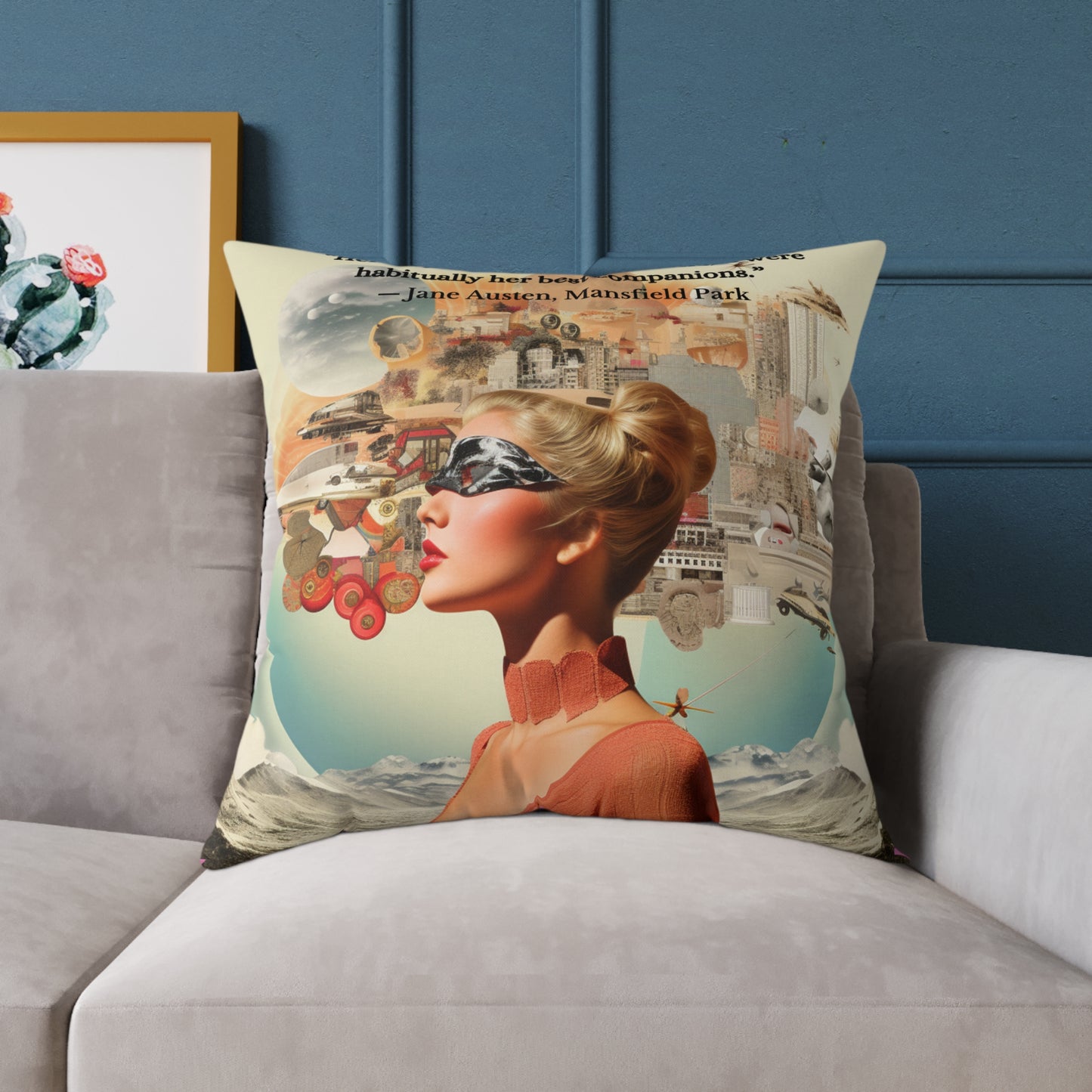 Jane Austen "Her Own Thoughts" Quote Cushion