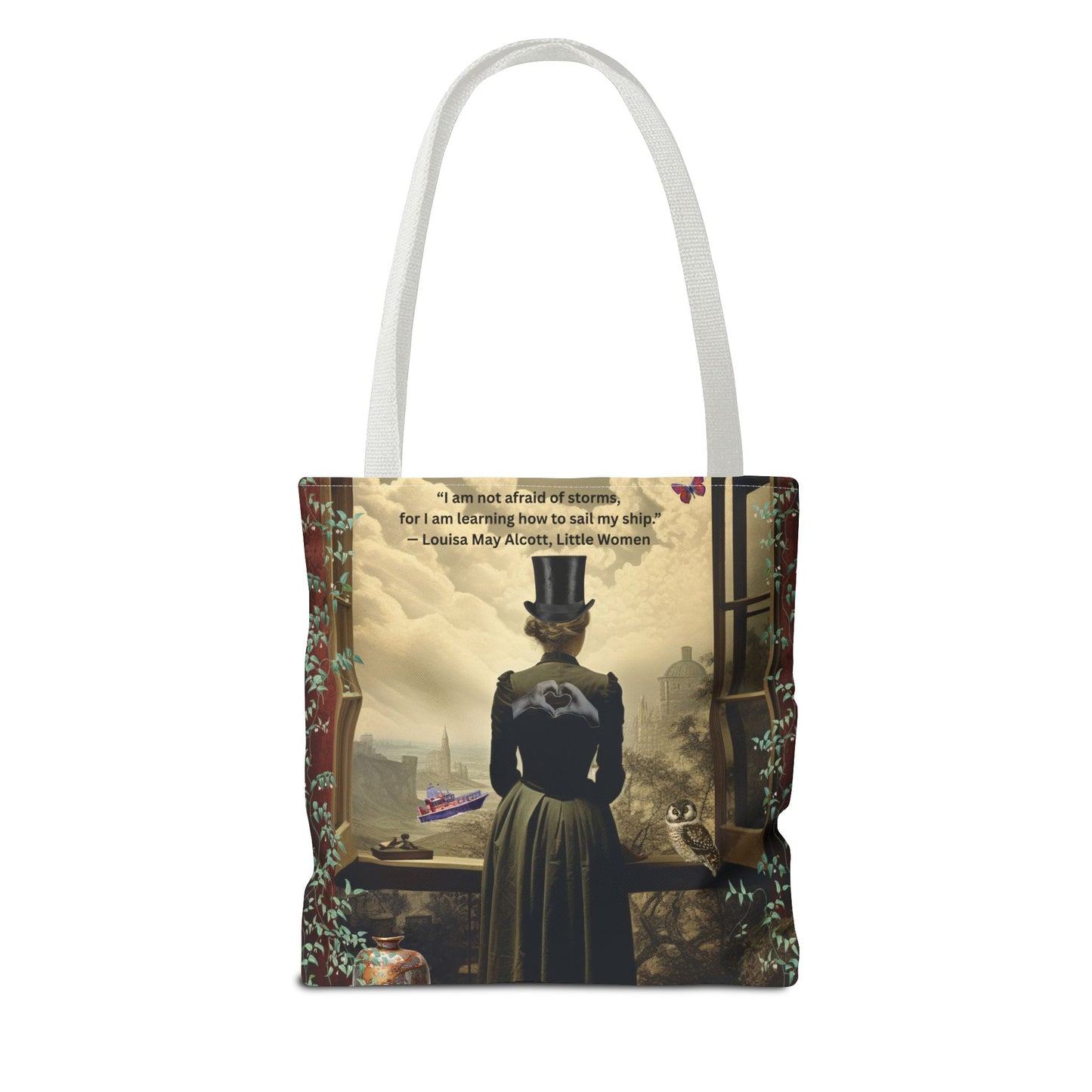 Louisa May Alcott Quote Tote Bag – “I am not afraid of storms, for I am learning how to sail my ship.”