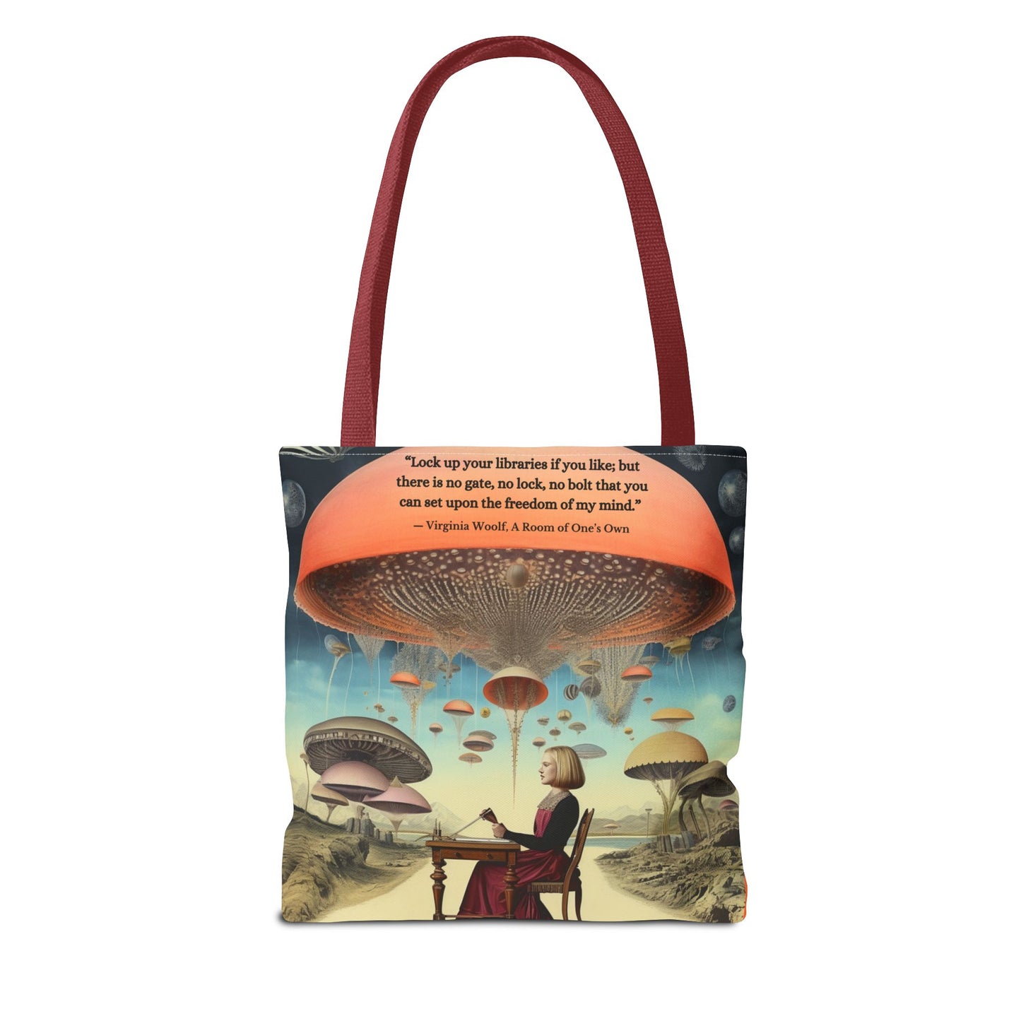 “Lock Up Your Libraries” – Virginia Woolf Quote Tote Bag