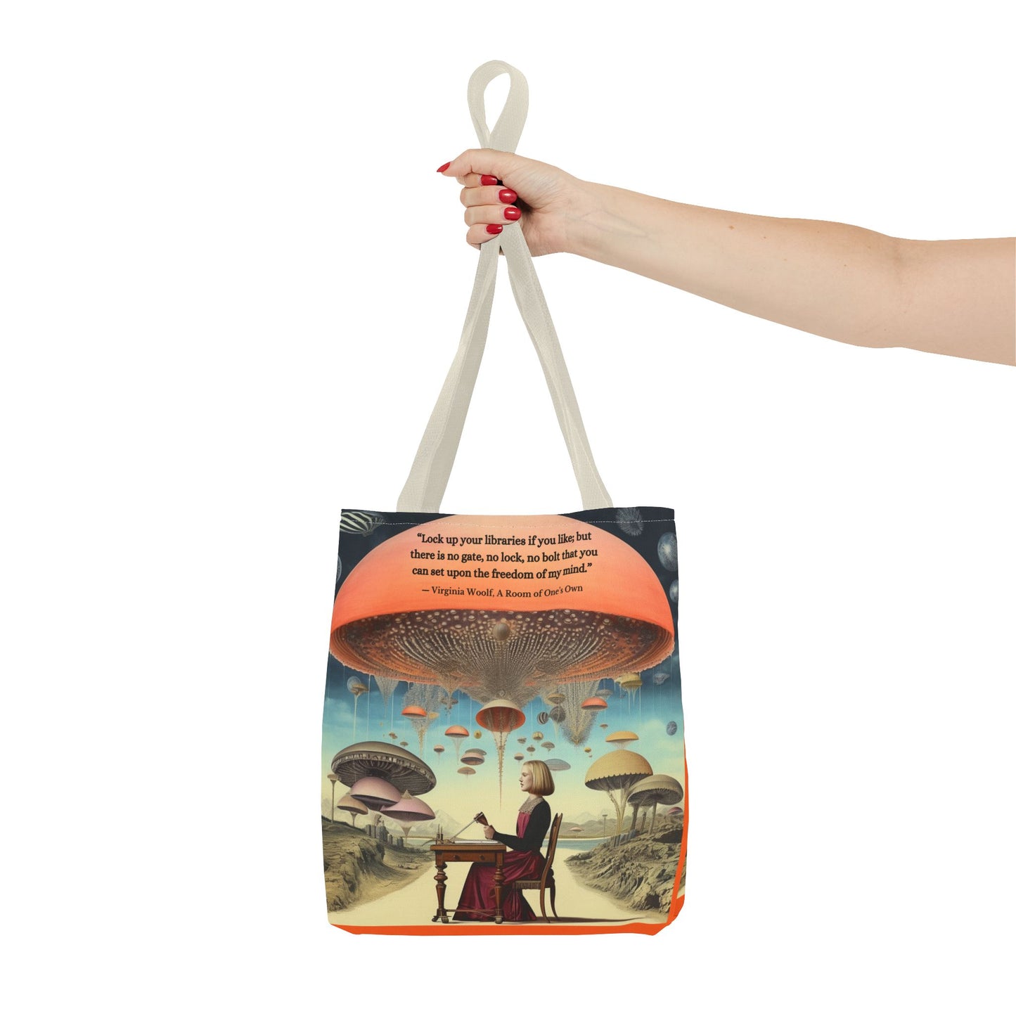 “Lock Up Your Libraries” – Virginia Woolf Quote Tote Bag