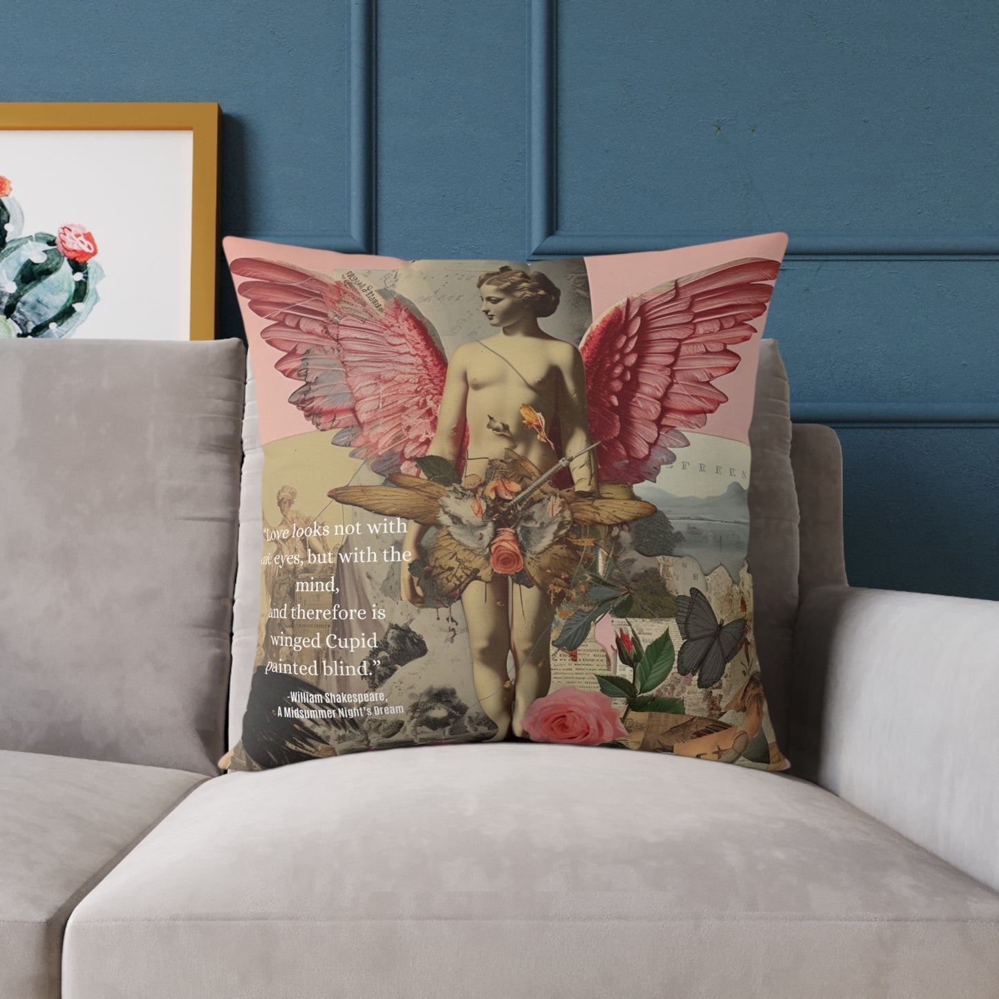"Love Looks Not with the Eyes" Shakespearean Wisdom- Cupid Cushion