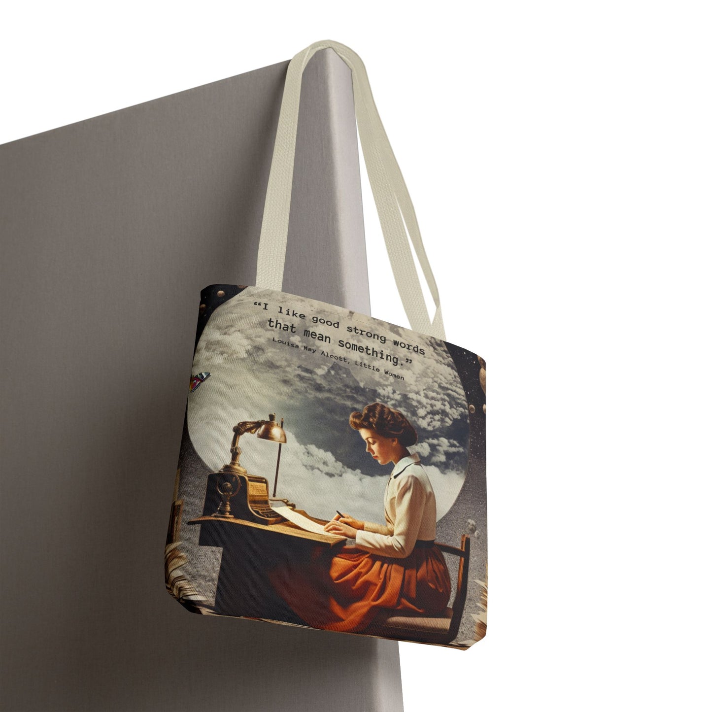 Louisa May Alcott Quote Tote Bag – “I like good strong words that mean something.”