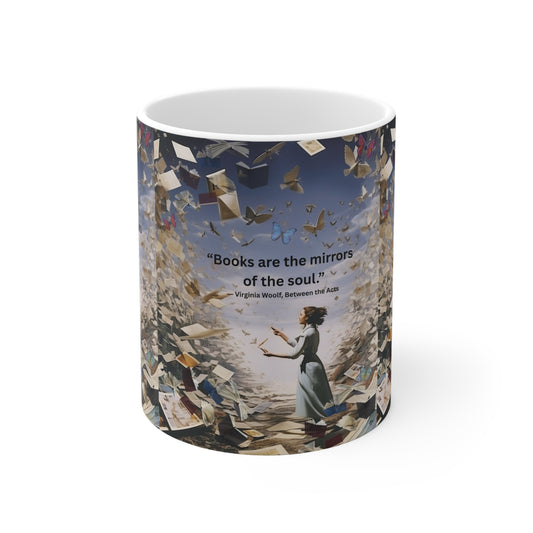 “Books Are the Mirrors of the Soul” – Virginia Woolf Quote Mug | Literary Gift for Readers & Writers