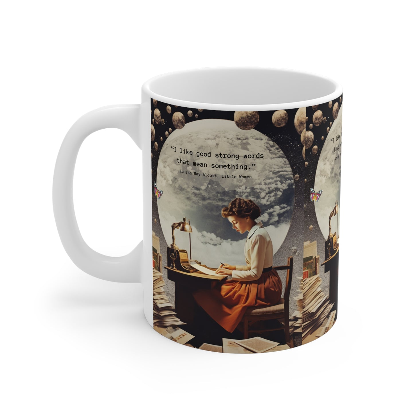 “I Like Good Strong Words That Mean Something” – Louisa May Alcott Quote Mug | Literary Gift for Writers