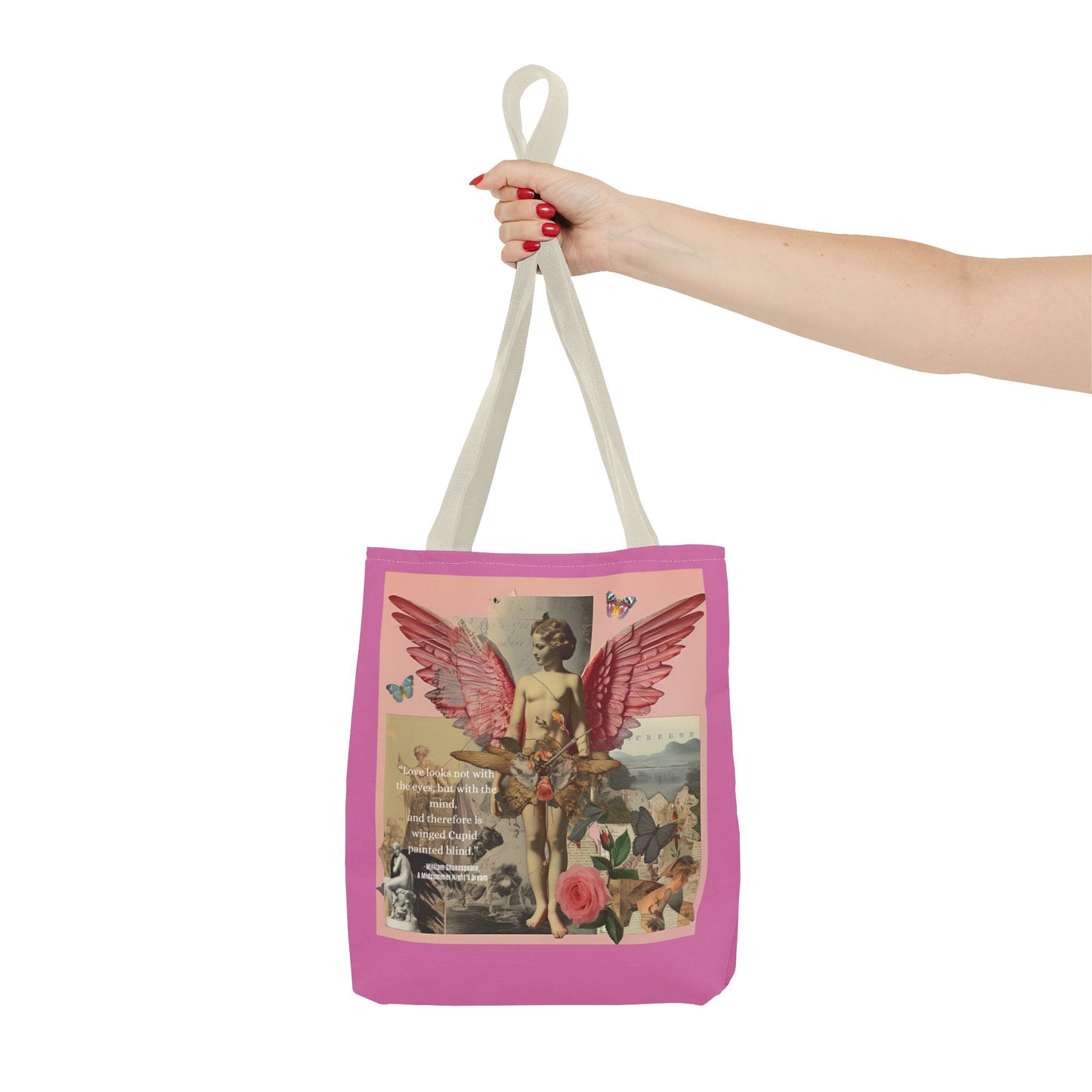 Whimsical Angel Tote Bag - Artistic AOP Design with Inspirational Quote