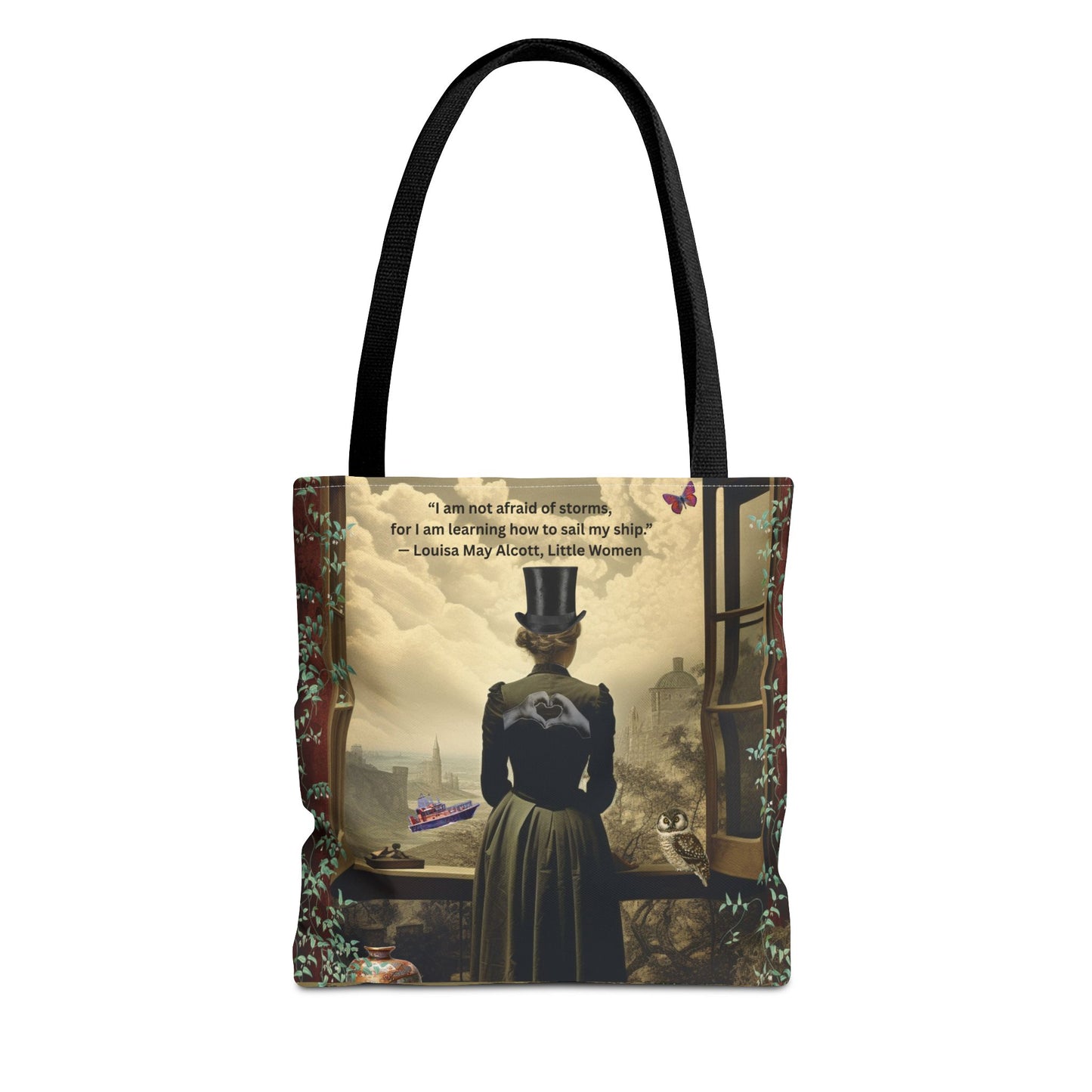 Louisa May Alcott Quote Tote Bag – “I am not afraid of storms, for I am learning how to sail my ship.”