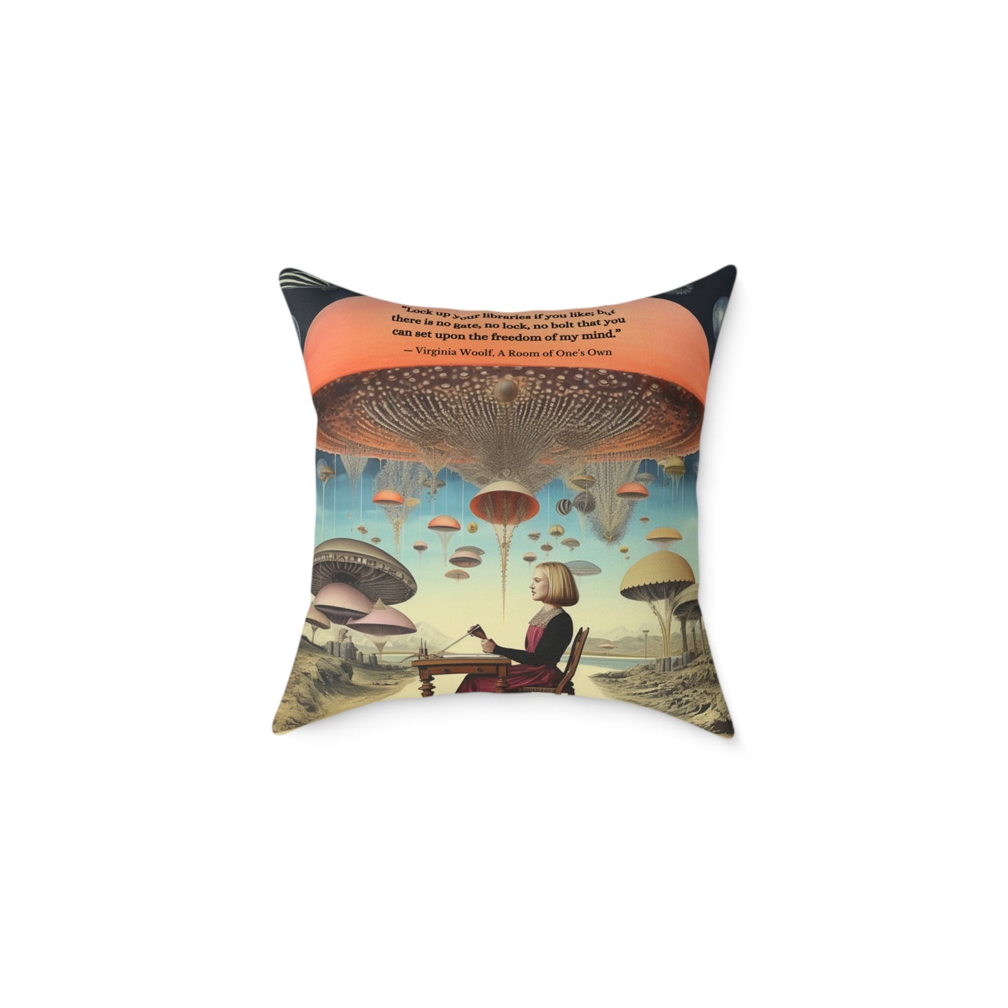 "Libraries" Virginia Woolf Quote From A Rooms of One's Own Cushion
