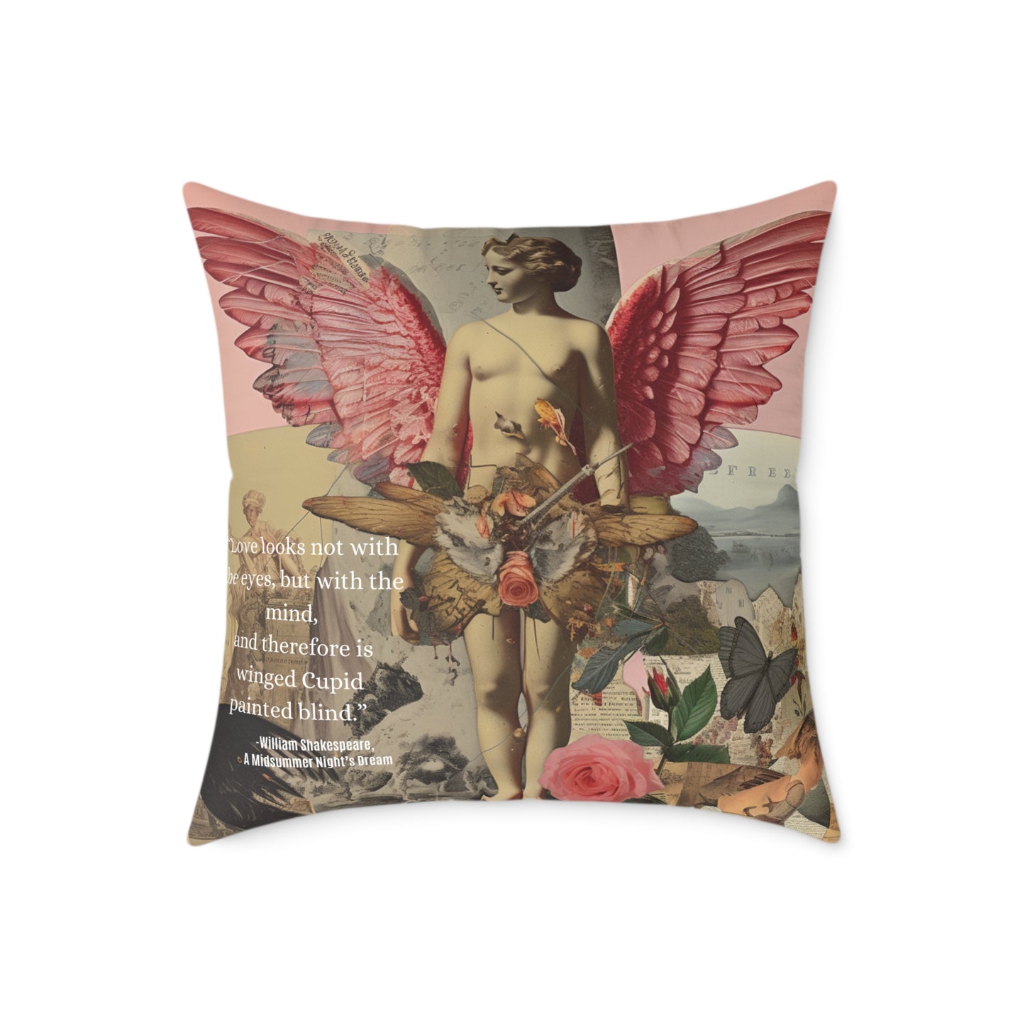 "Love Looks Not with the Eyes" Shakespearean Wisdom- Cupid Cushion