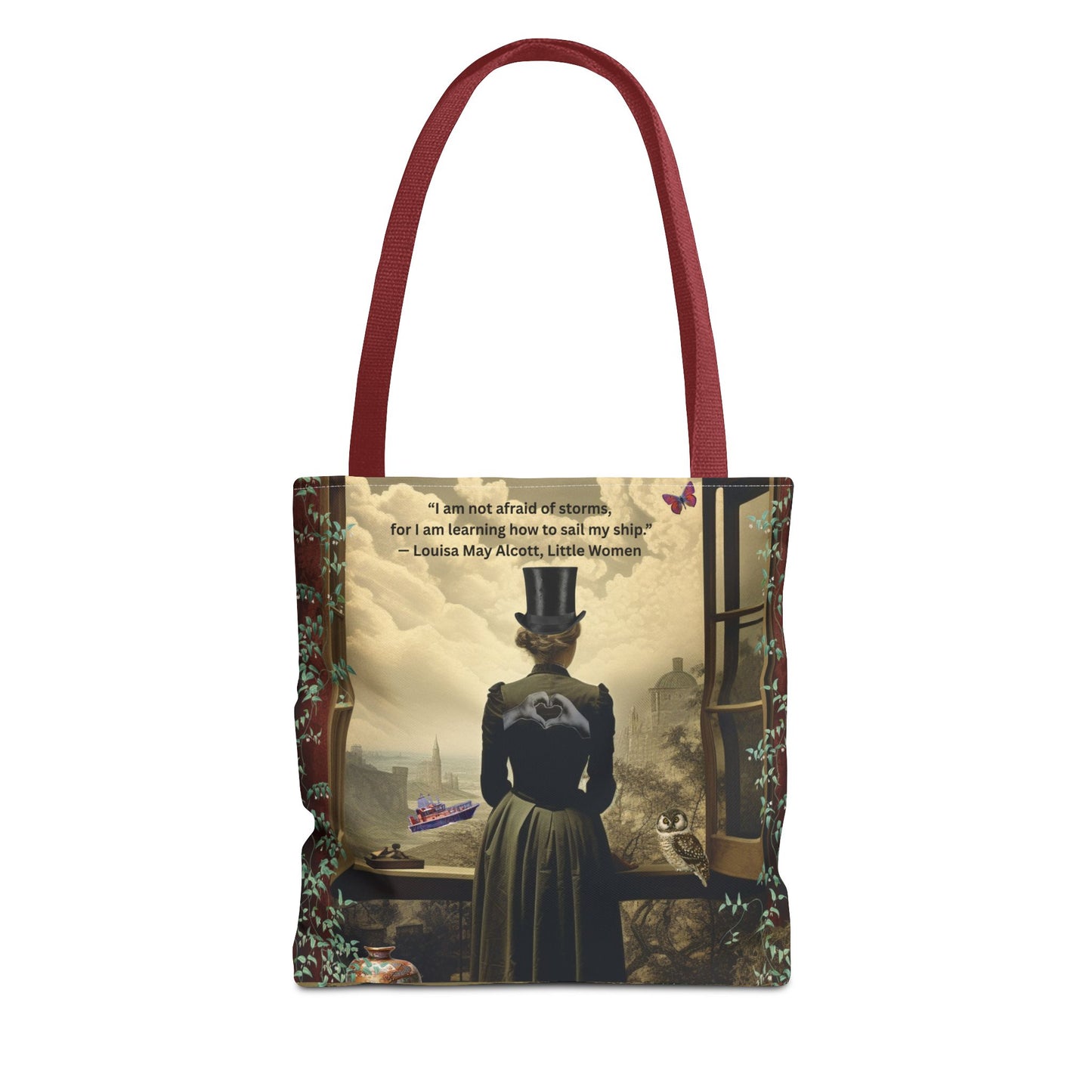 Louisa May Alcott Quote Tote Bag – “I am not afraid of storms, for I am learning how to sail my ship.”
