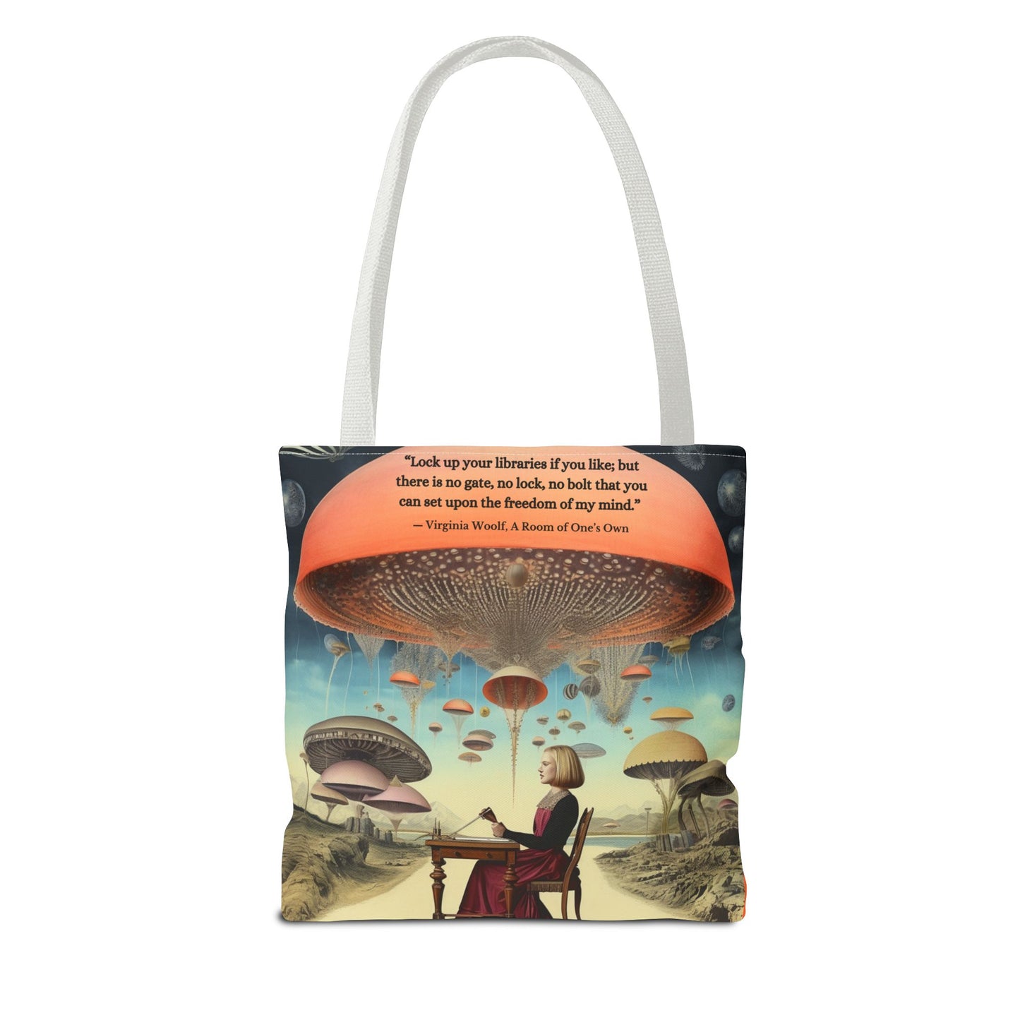 “Lock Up Your Libraries” – Virginia Woolf Quote Tote Bag