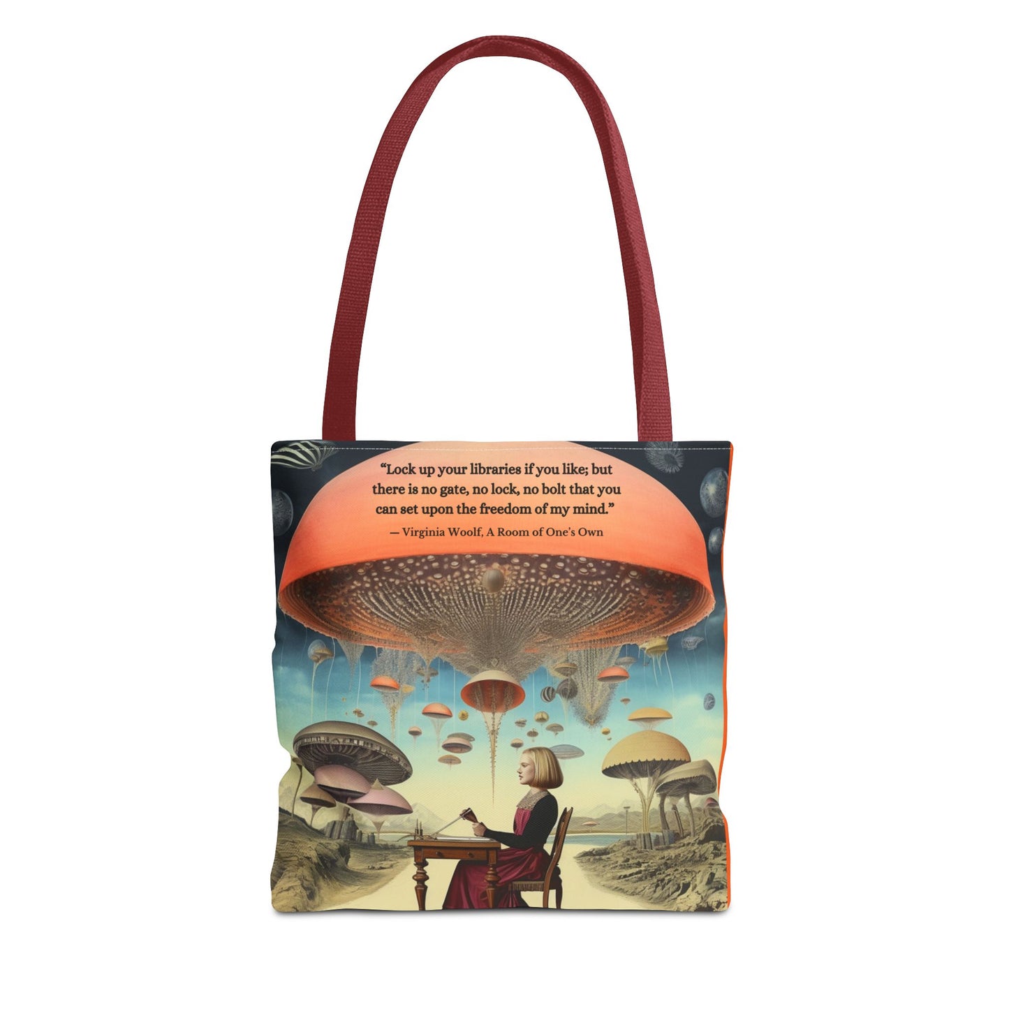“Lock Up Your Libraries” – Virginia Woolf Quote Tote Bag