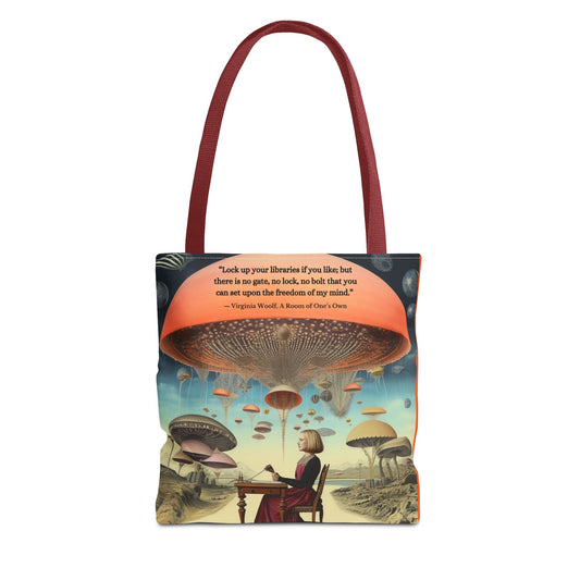 “Lock Up Your Libraries” – Virginia Woolf Quote Tote Bag