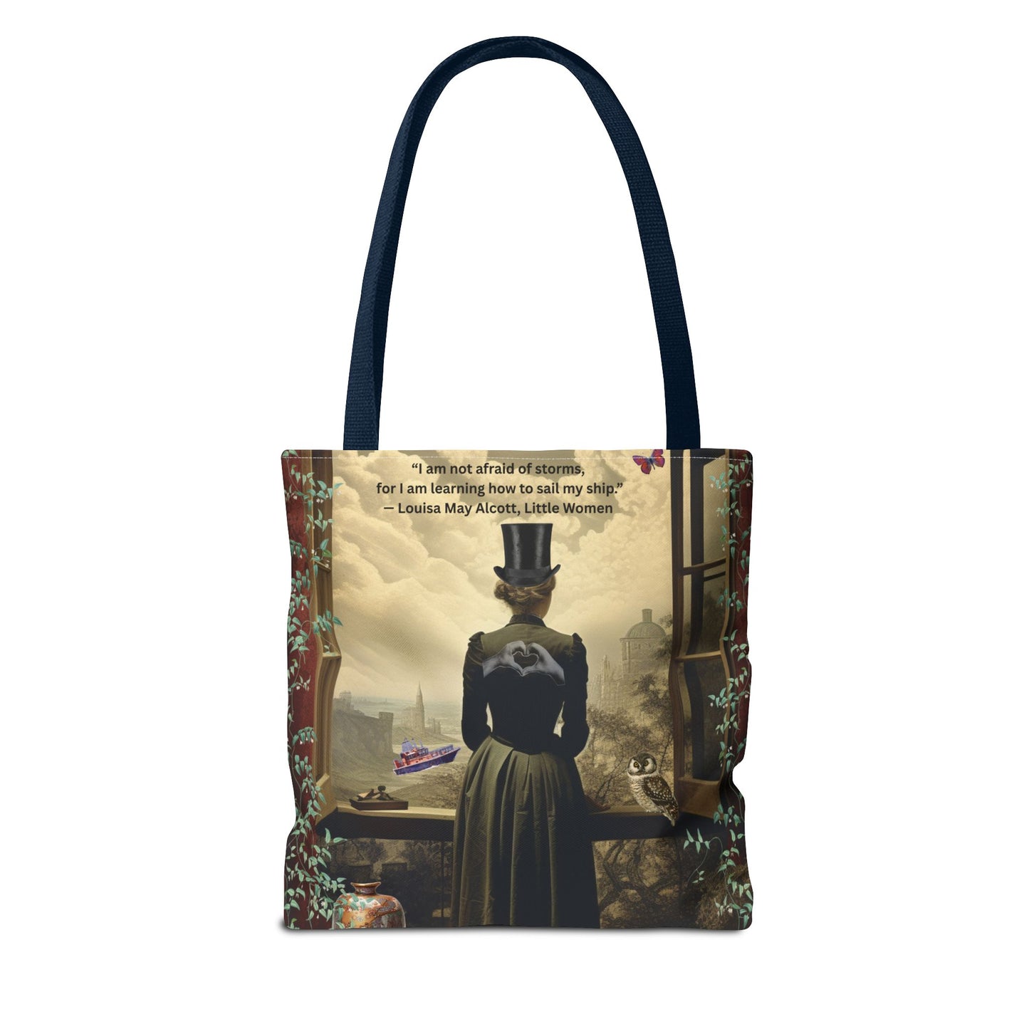 Louisa May Alcott Quote Tote Bag – “I am not afraid of storms, for I am learning how to sail my ship.”