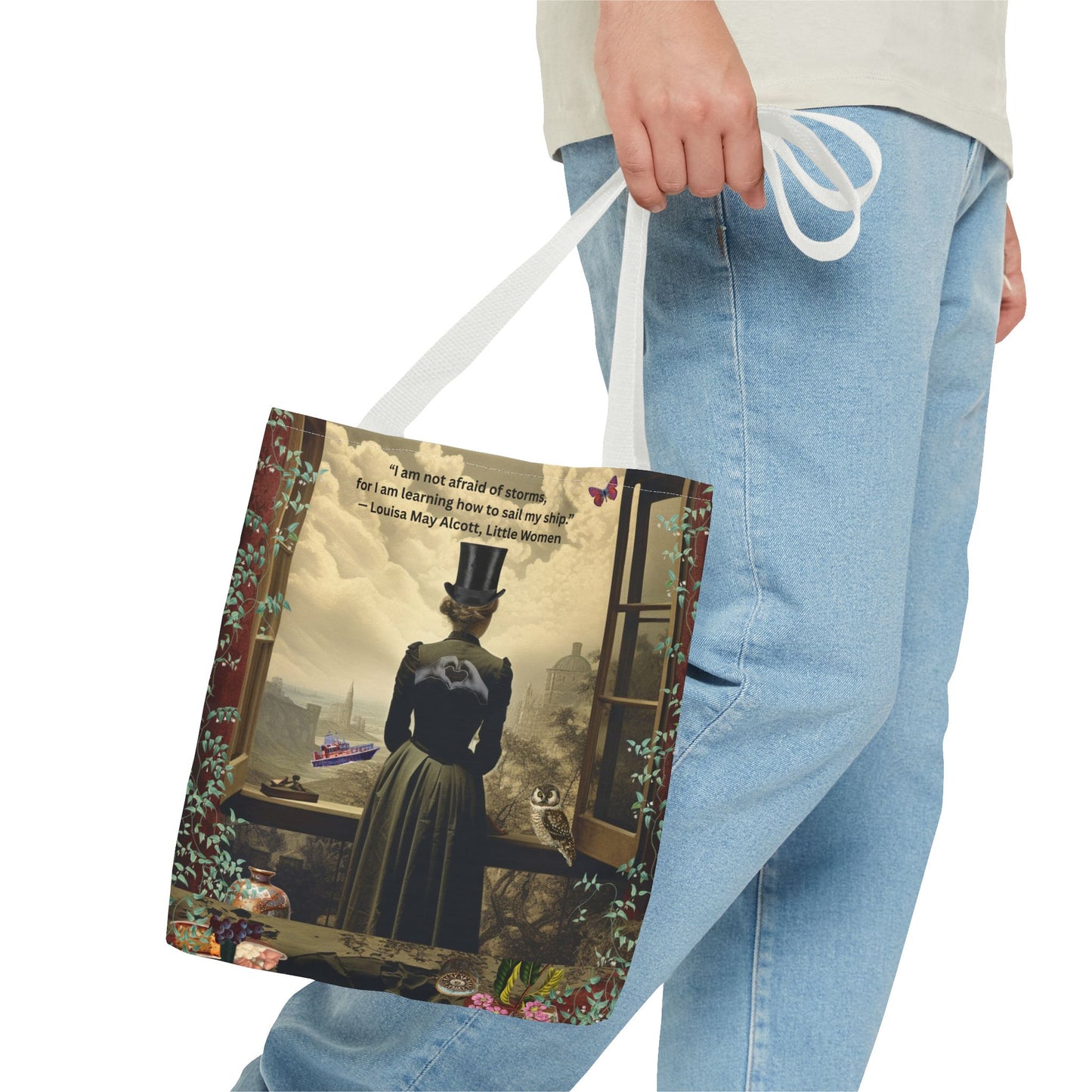 Louisa May Alcott Quote Tote Bag – “I am not afraid of storms, for I am learning how to sail my ship.”
