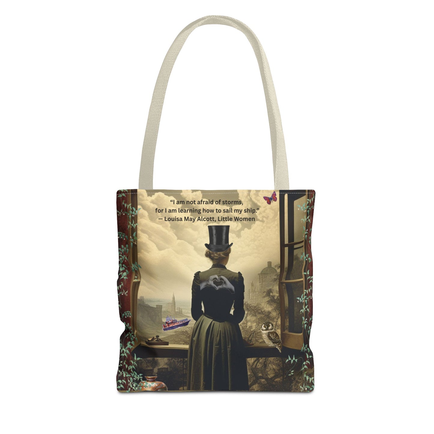 Louisa May Alcott Quote Tote Bag – “I am not afraid of storms, for I am learning how to sail my ship.”