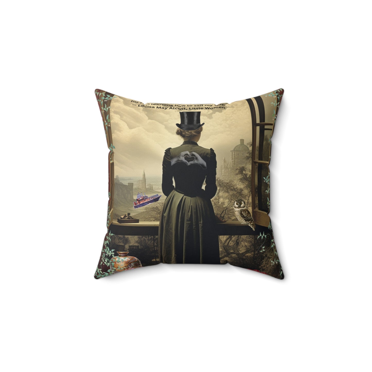 “I Am Not Afraid of Storms” – Louisa May Alcott Quote Cushion | Literary Home Décor for Courage & Growth