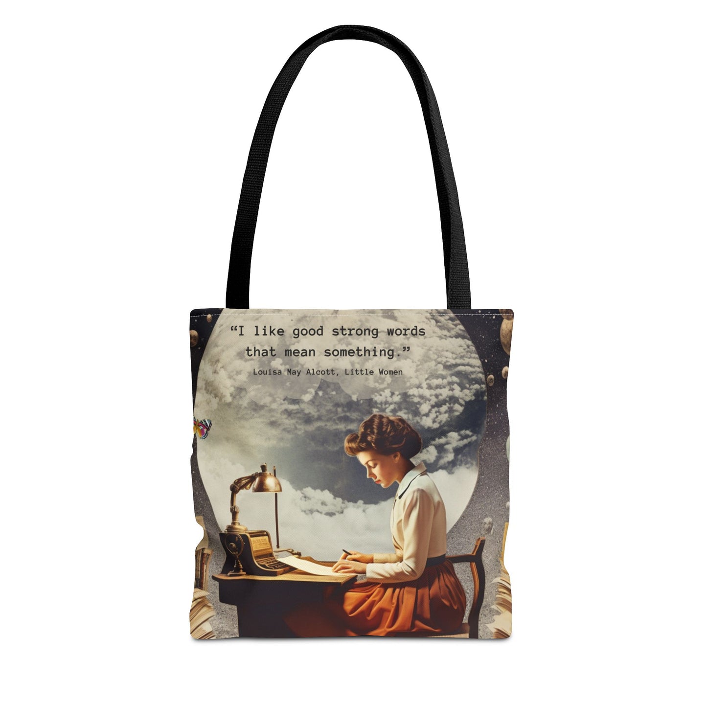 Louisa May Alcott Quote Tote Bag – “I like good strong words that mean something.”