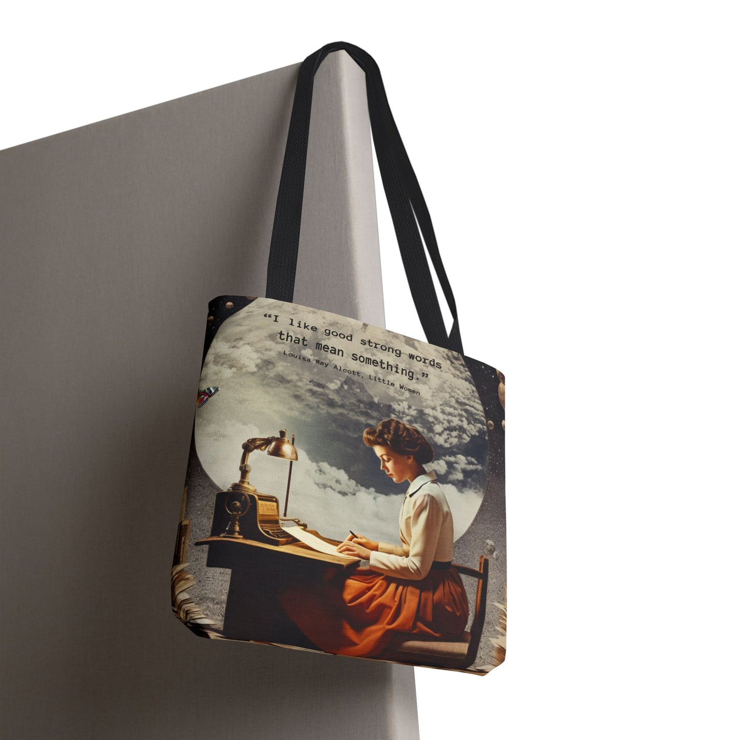 Louisa May Alcott Quote Tote Bag – “I like good strong words that mean something.”