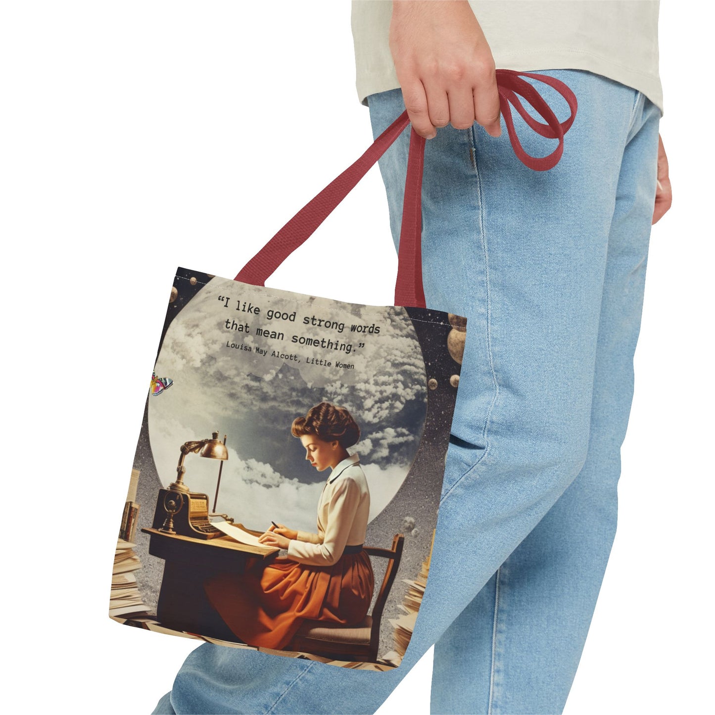 Louisa May Alcott Quote Tote Bag – “I like good strong words that mean something.”