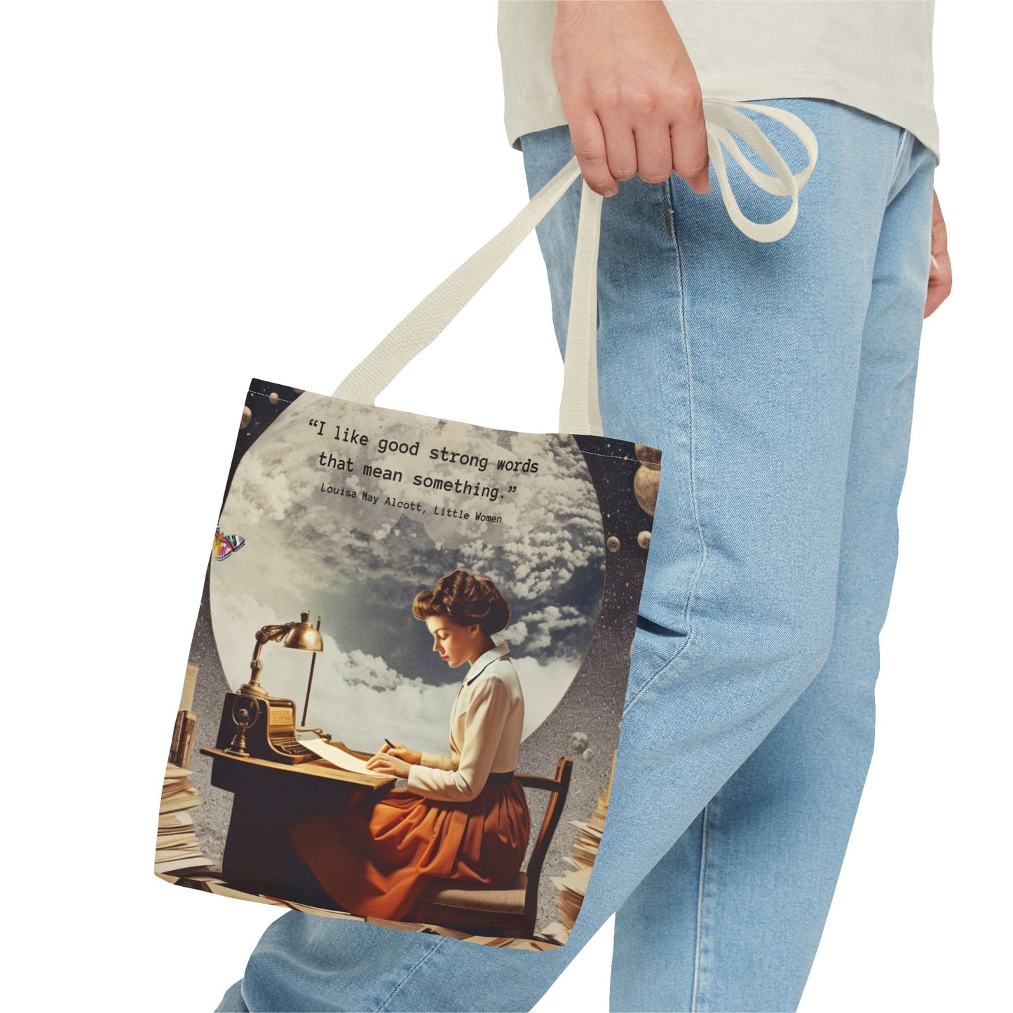 Louisa May Alcott Quote Tote Bag – “I like good strong words that mean something.”