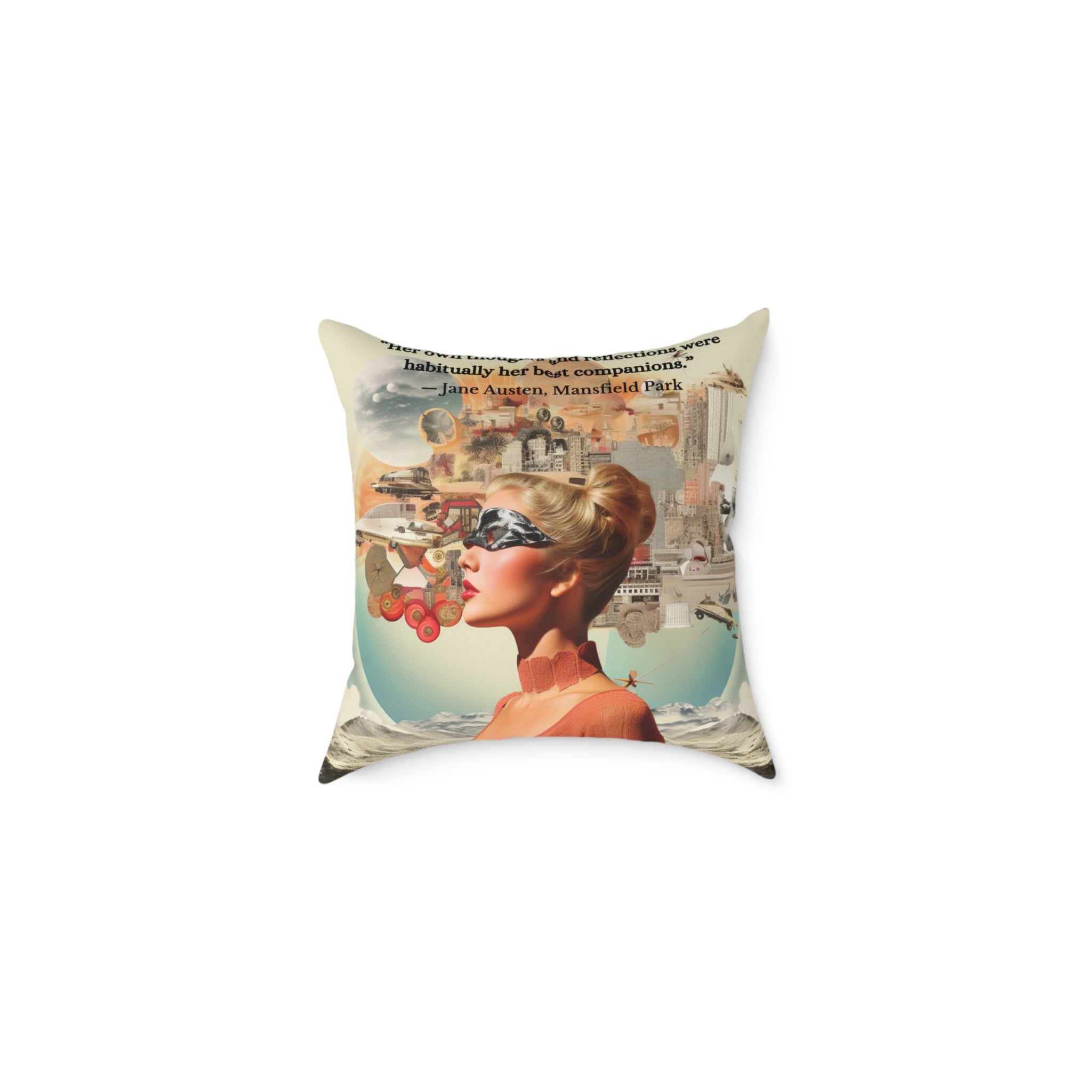 Jane Austen Her Own Thoughts Quote Cushion Vintage Hoopla