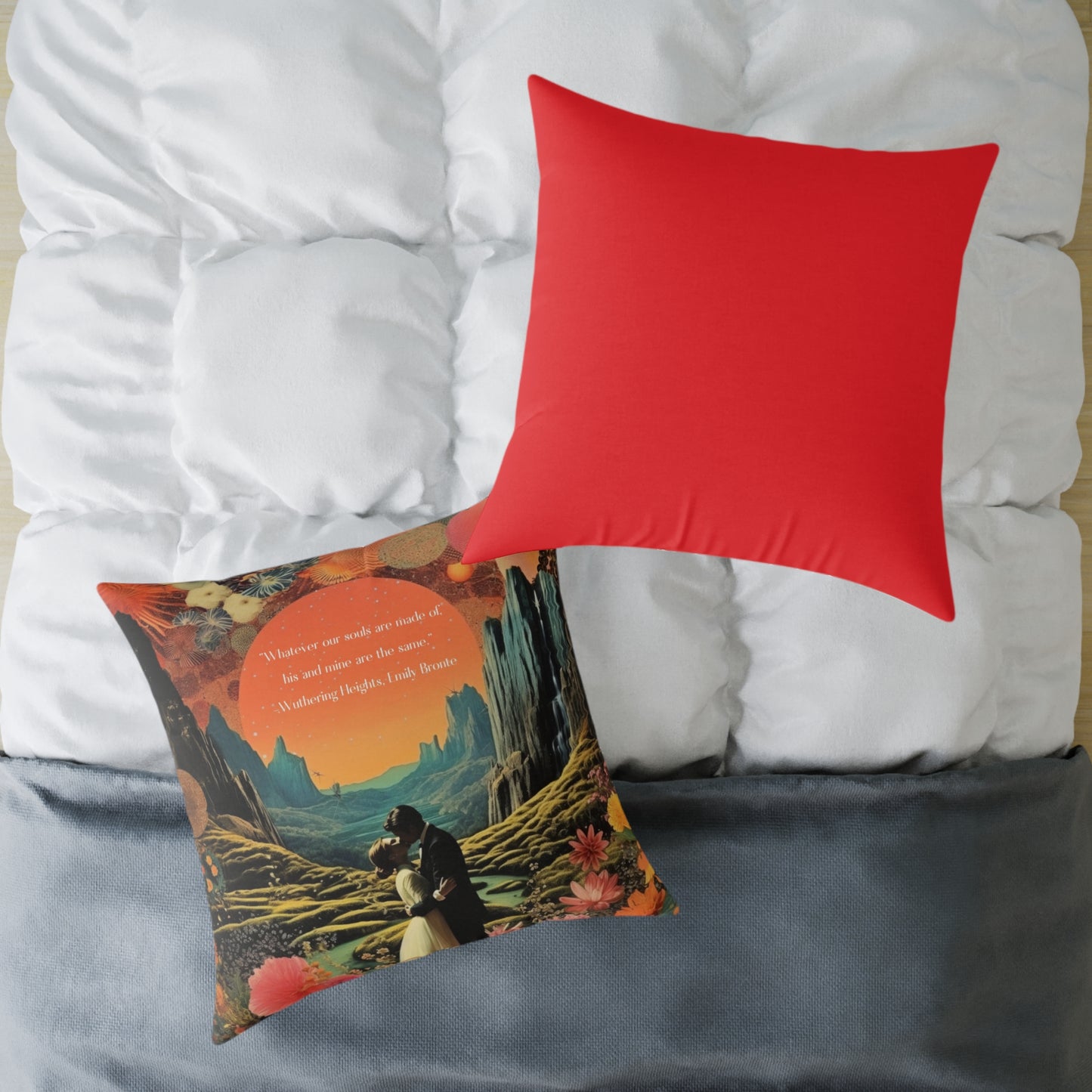 "Whatever our souls' from Wuthering Heights, by Emily Bronte, Cushion