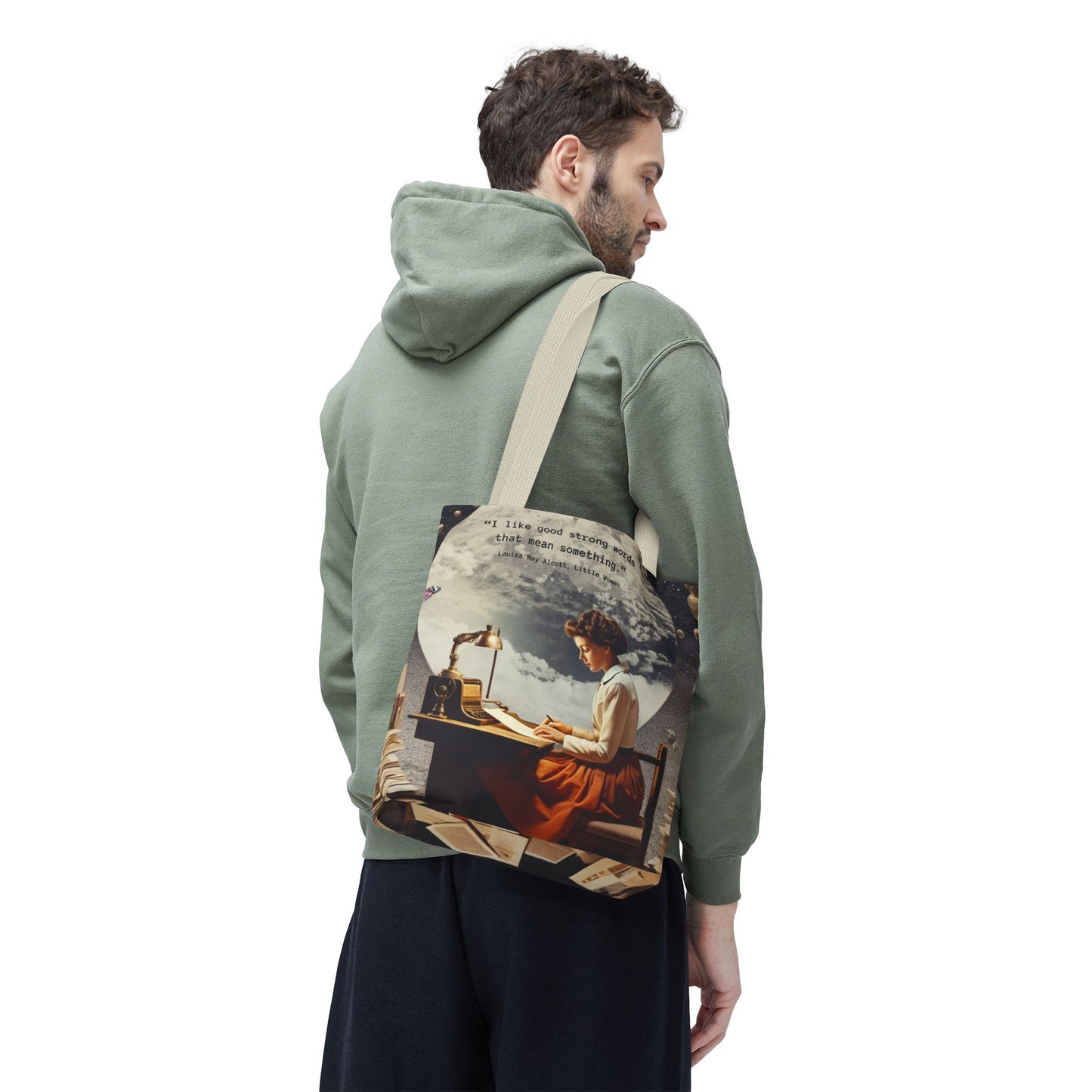 Louisa May Alcott Quote Tote Bag – “I like good strong words that mean something.”