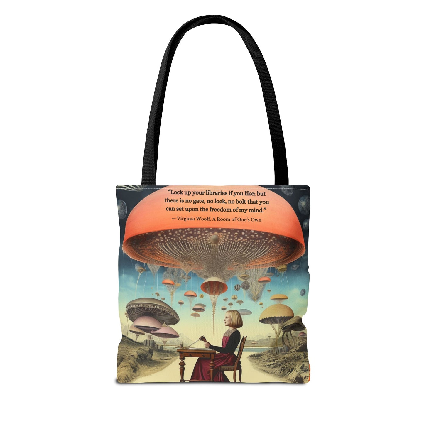 “Lock Up Your Libraries” – Virginia Woolf Quote Tote Bag
