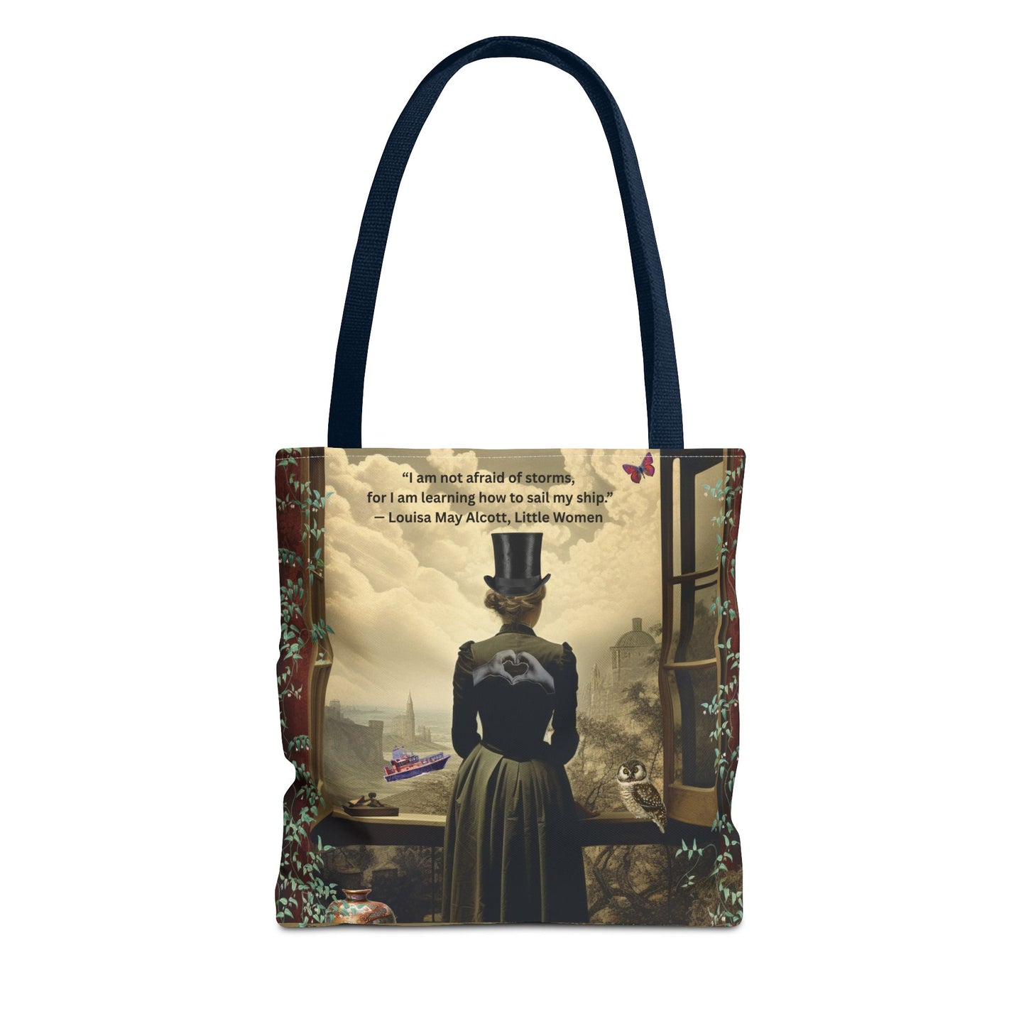 Louisa May Alcott Quote Tote Bag – “I am not afraid of storms, for I am learning how to sail my ship.”