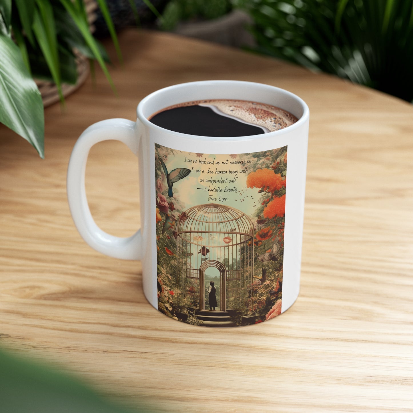 Freedom Spirit Ceramic Mug - Charlotte Bronte's Jane Eyre Inspiration.