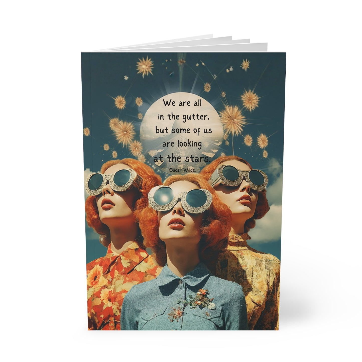 Oscar Wilde Quote A5 Softcover Notebook - "We Are All in the Gutter" Design