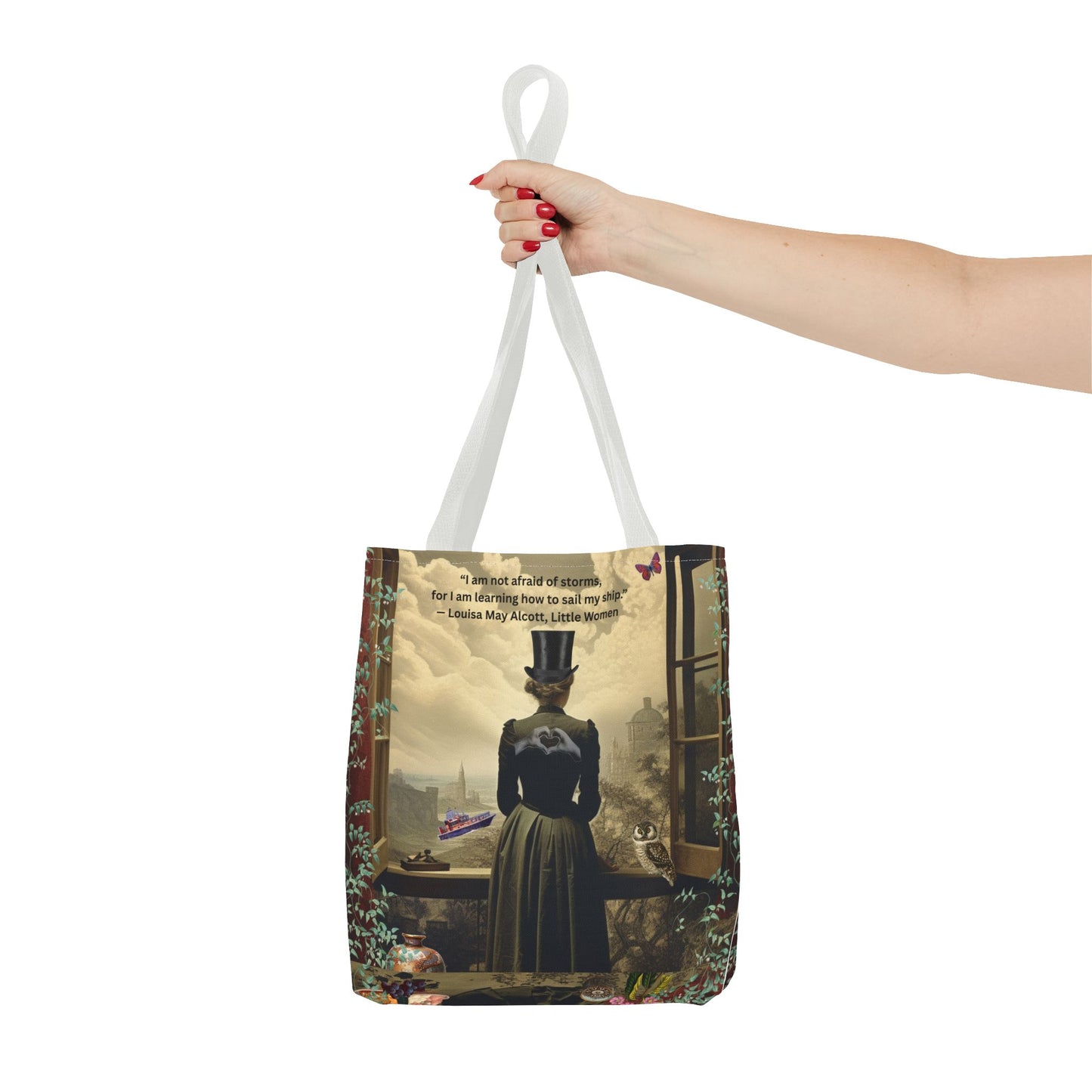 Louisa May Alcott Quote Tote Bag – “I am not afraid of storms, for I am learning how to sail my ship.”
