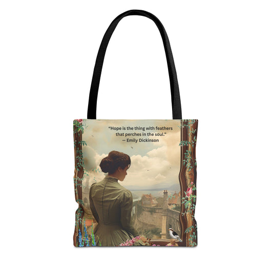 Emily Dickinson Quote Tote Bag – “Hope is the thing with feathers.”