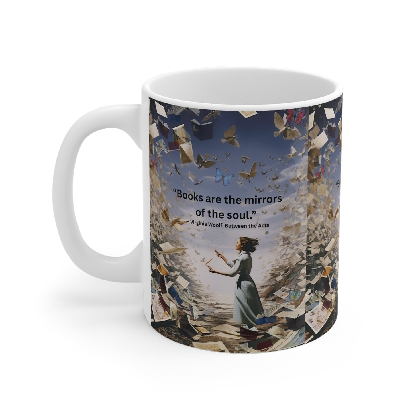 “Books Are the Mirrors of the Soul” – Virginia Woolf Quote Mug | Literary Gift for Readers & Writers