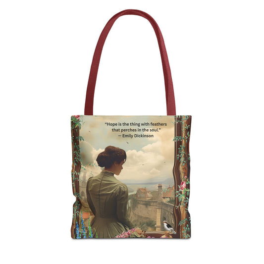 Emily Dickinson Quote Tote Bag – “Hope is the thing with feathers.”