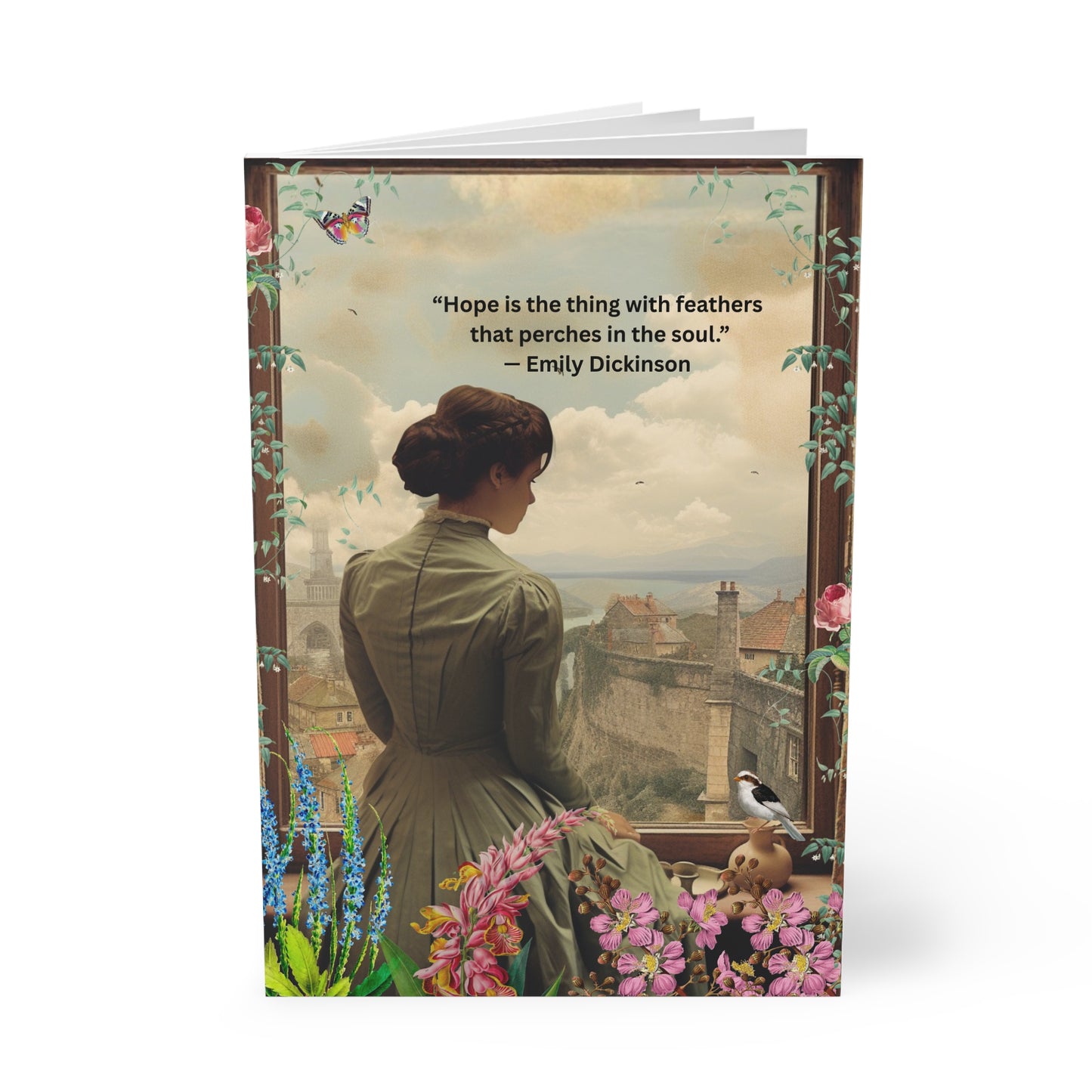 Emily Dickinson Quote Softcover Notebook, A5 - Hope is the thing with feathers