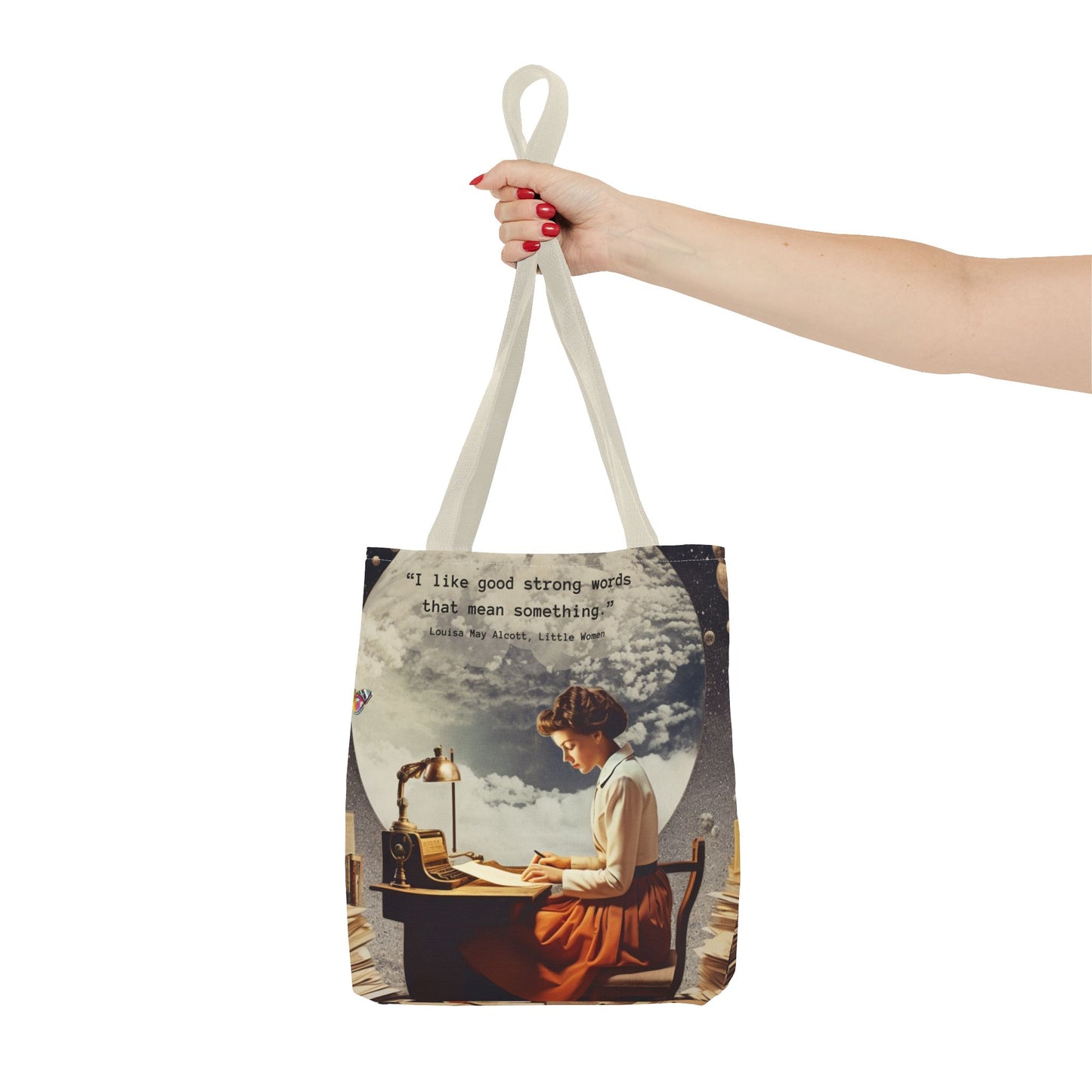 Louisa May Alcott Quote Tote Bag – “I like good strong words that mean something.”